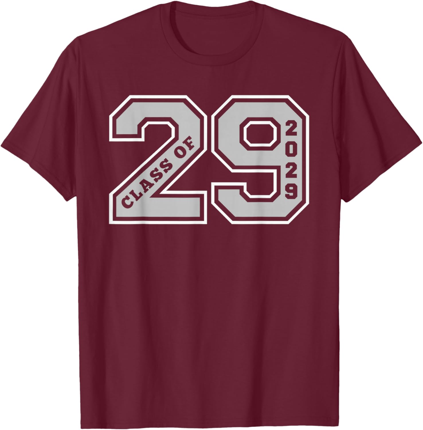 Class of 2029 Grey Letterman Style Grad Gift T-Shirt for Celebrations - 17