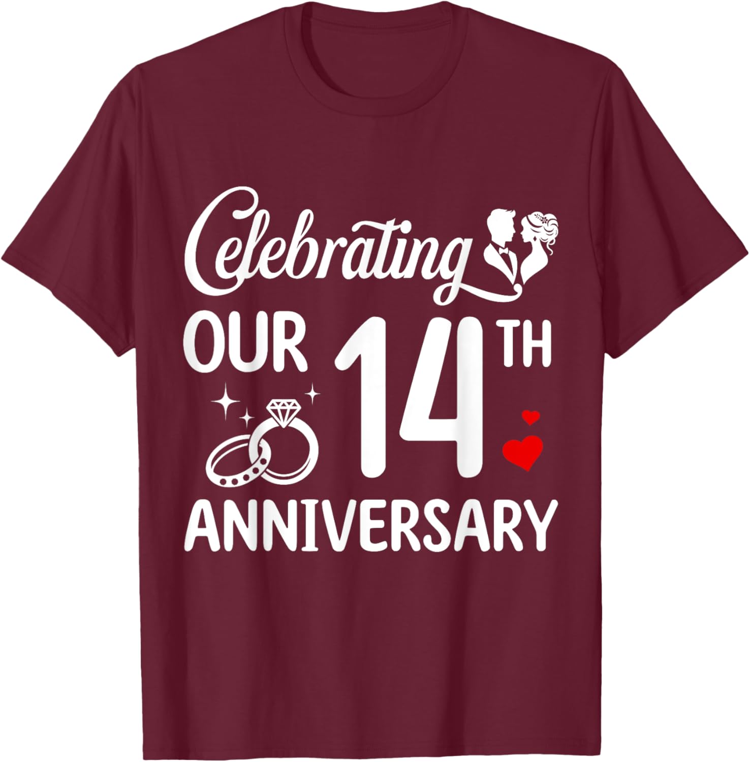14th Wedding Anniversary T-Shirt for Couples - Celebrate 14 Years of Love - 13