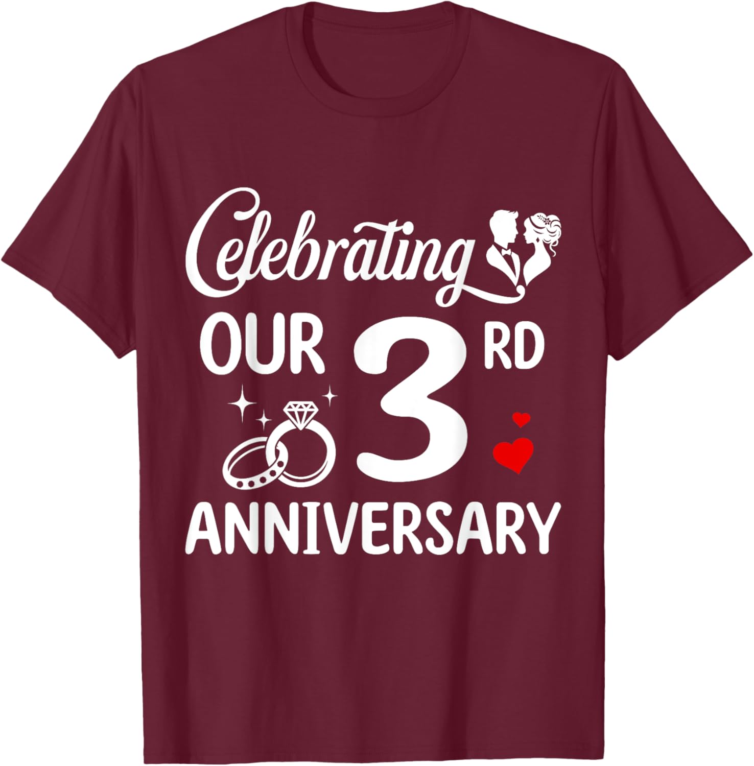 3rd Wedding Anniversary T-Shirt for Couples Celebrating 3 Years of Love - 4