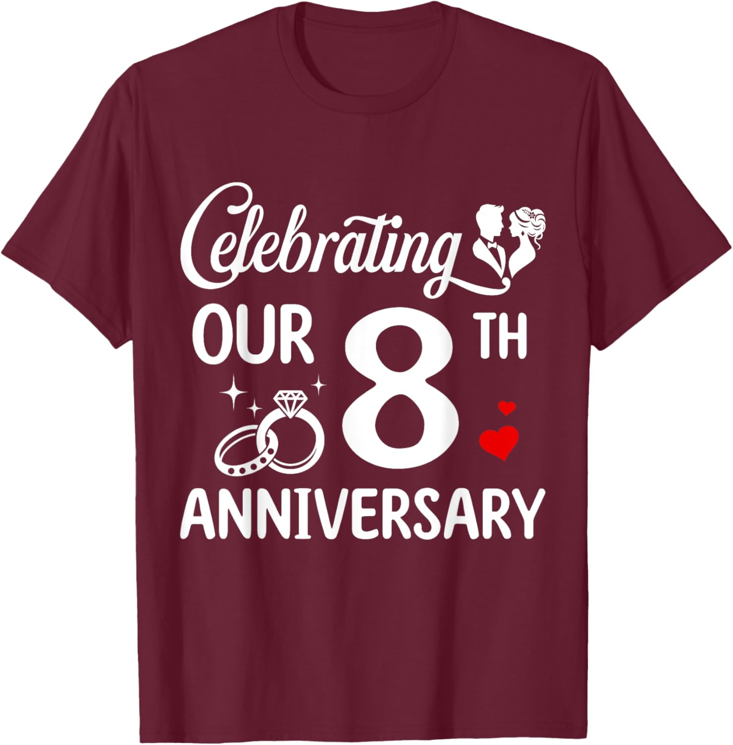 Celebrating 8 Years of Love: Fun 8th Wedding Anniversary T-Shirt - 3