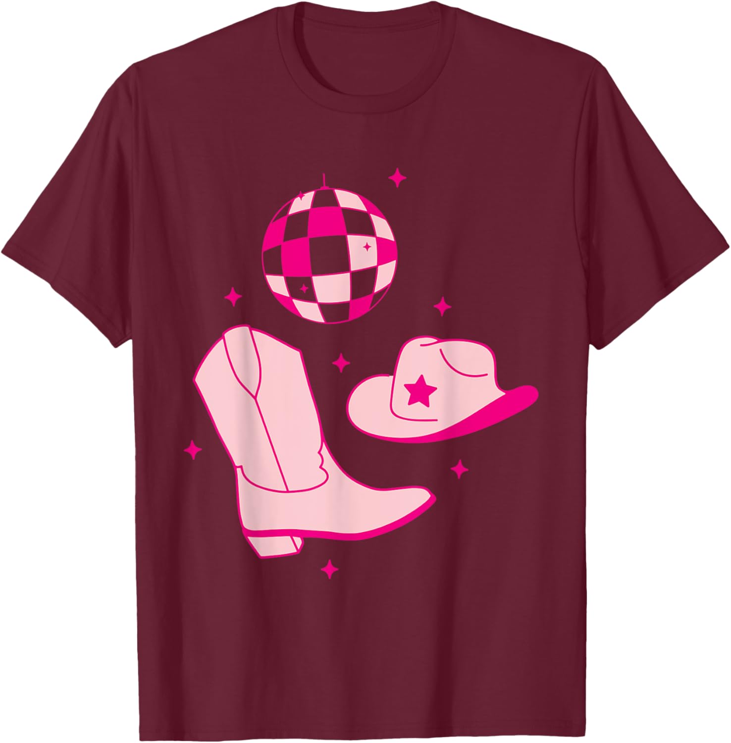 Cute Cowgirl Coquette Pink T-Shirt for Women and Girls - Rodeo Style - 3
