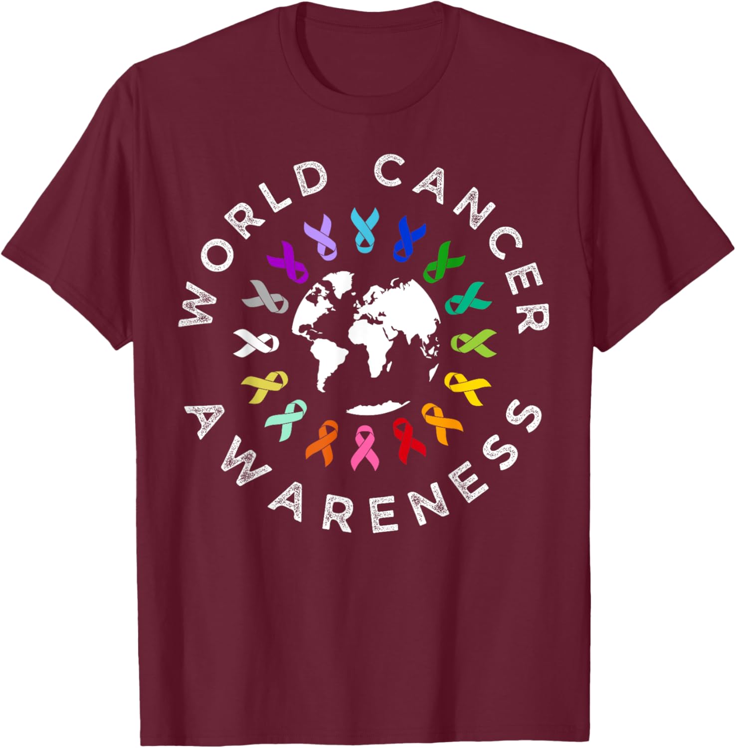 World Cancer Day Awareness Multi-Color Ribbon T-Shirt for Supporters - 15