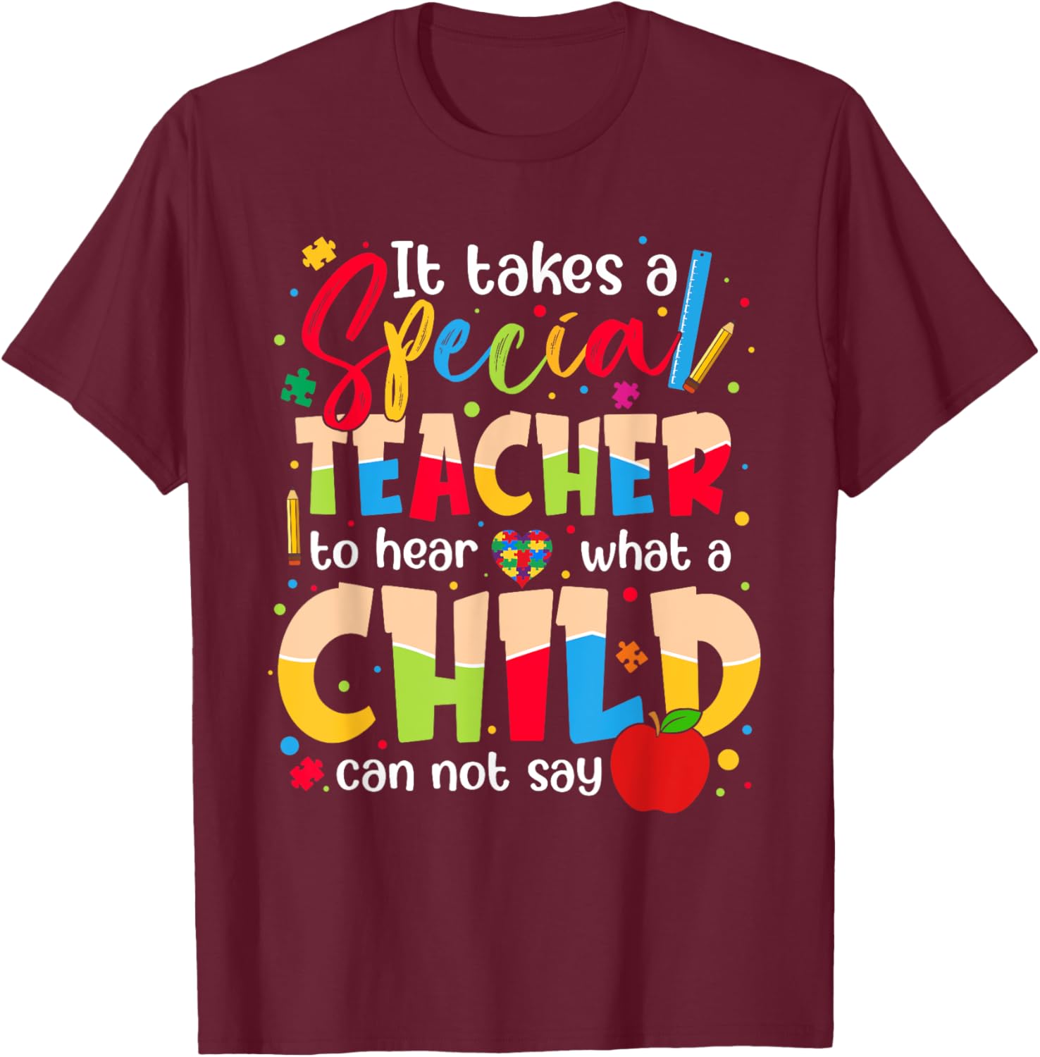 Autism Awareness T-Shirt for Kids It Takes A Special Teacher Design - 6