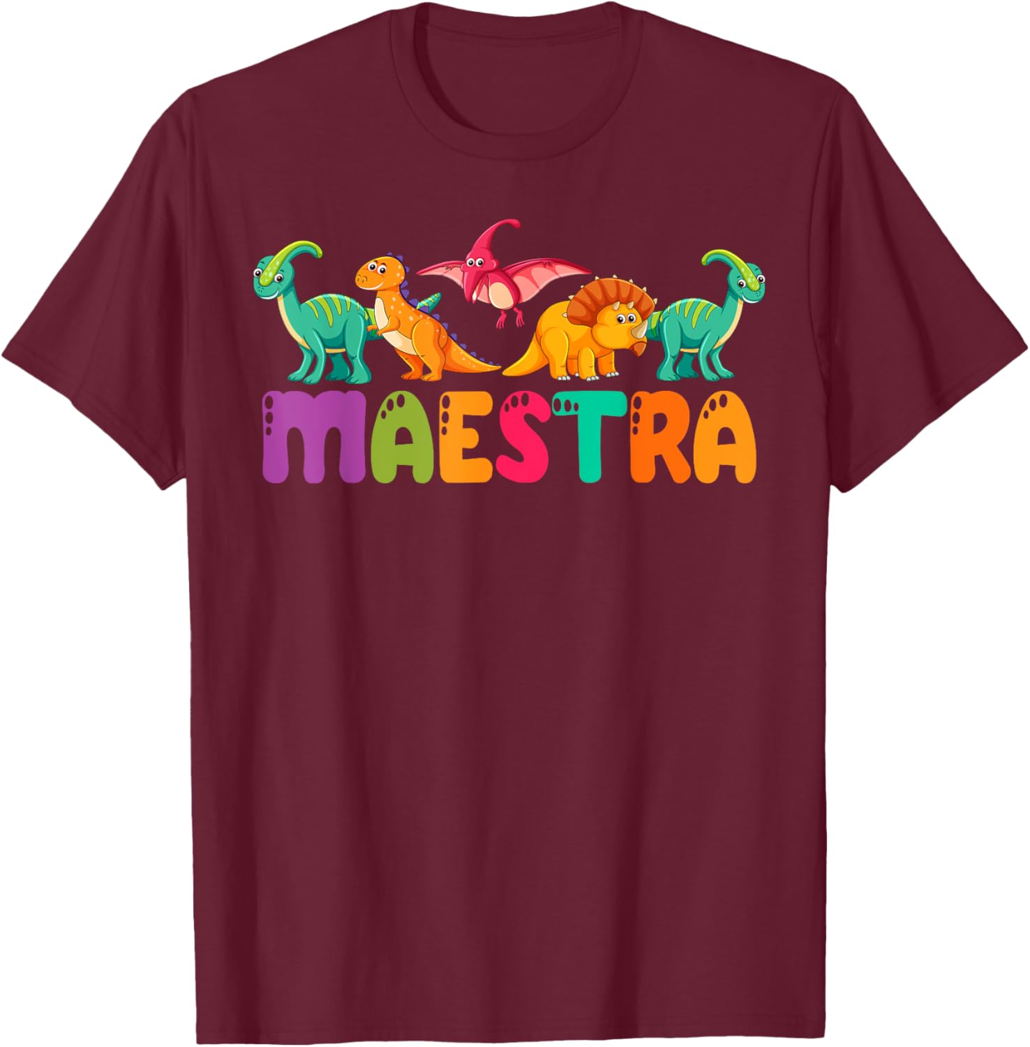 Cute Dinosaurs Bilingual Teacher T-Shirt for Maestra Spanish Teachers - 7