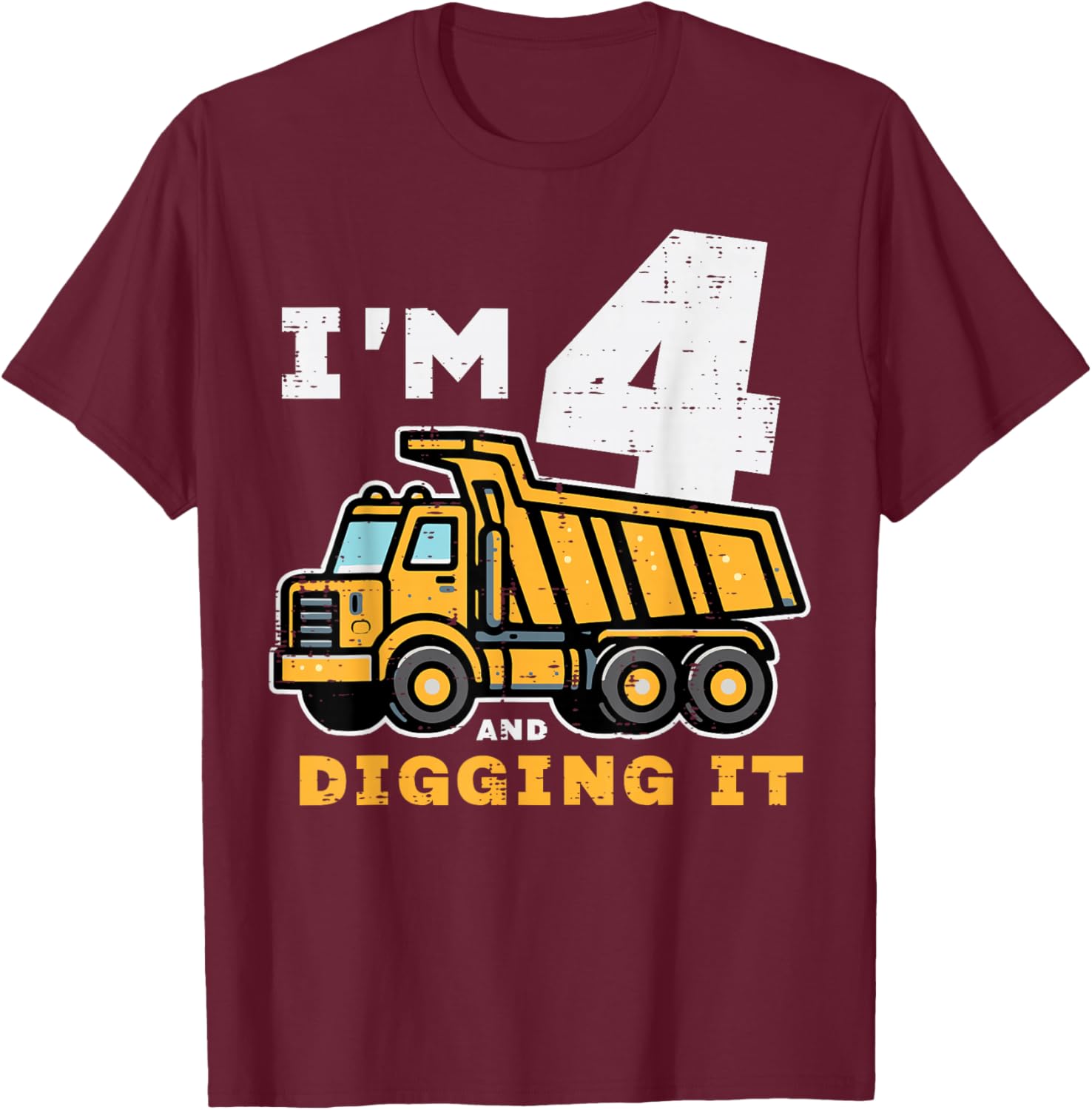Cute 4th Birthday Dump Truck T-Shirt for Kids - Digging It Design - 7