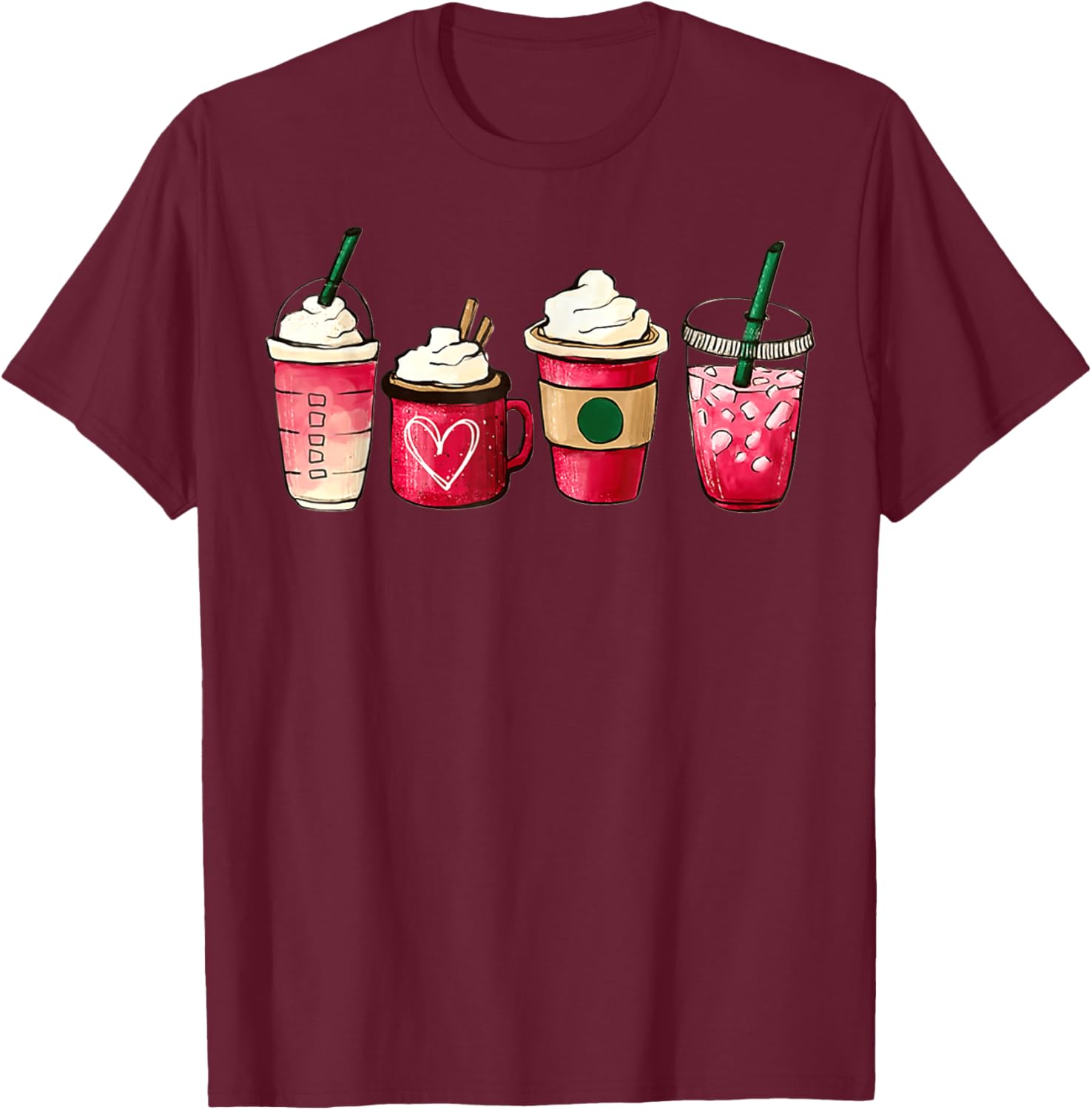 Valentine Heart Latte Iced Coffee T-Shirt for Coffee Lovers - 8