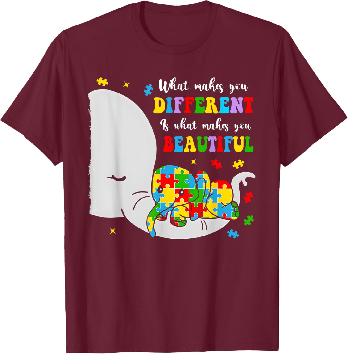 Unique Elephant Autism Awareness T-Shirt - Embrace Differences with Style - 14