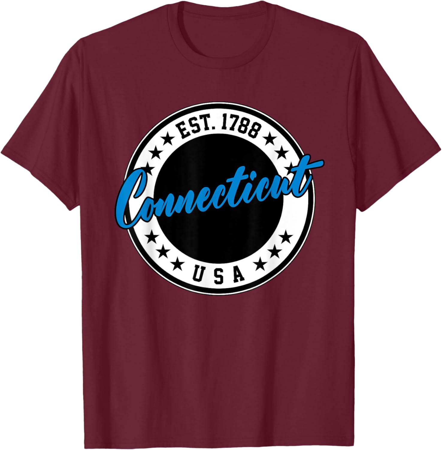 Connecticut USA Script Circle T-Shirt in Blue - Stylish Casual Wear - 5