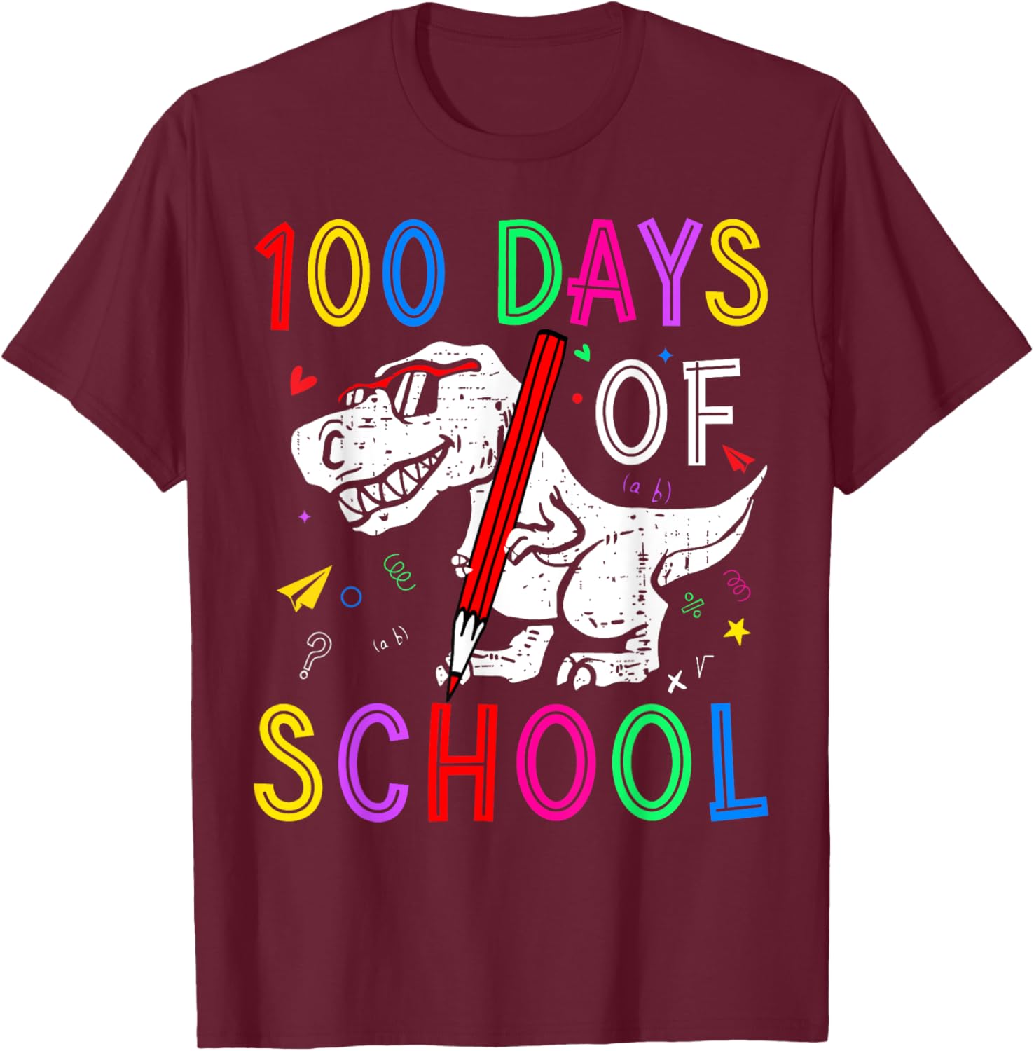 100 Days of School Dino T-Rex Kids T-Shirt for Teachers and Students - 4