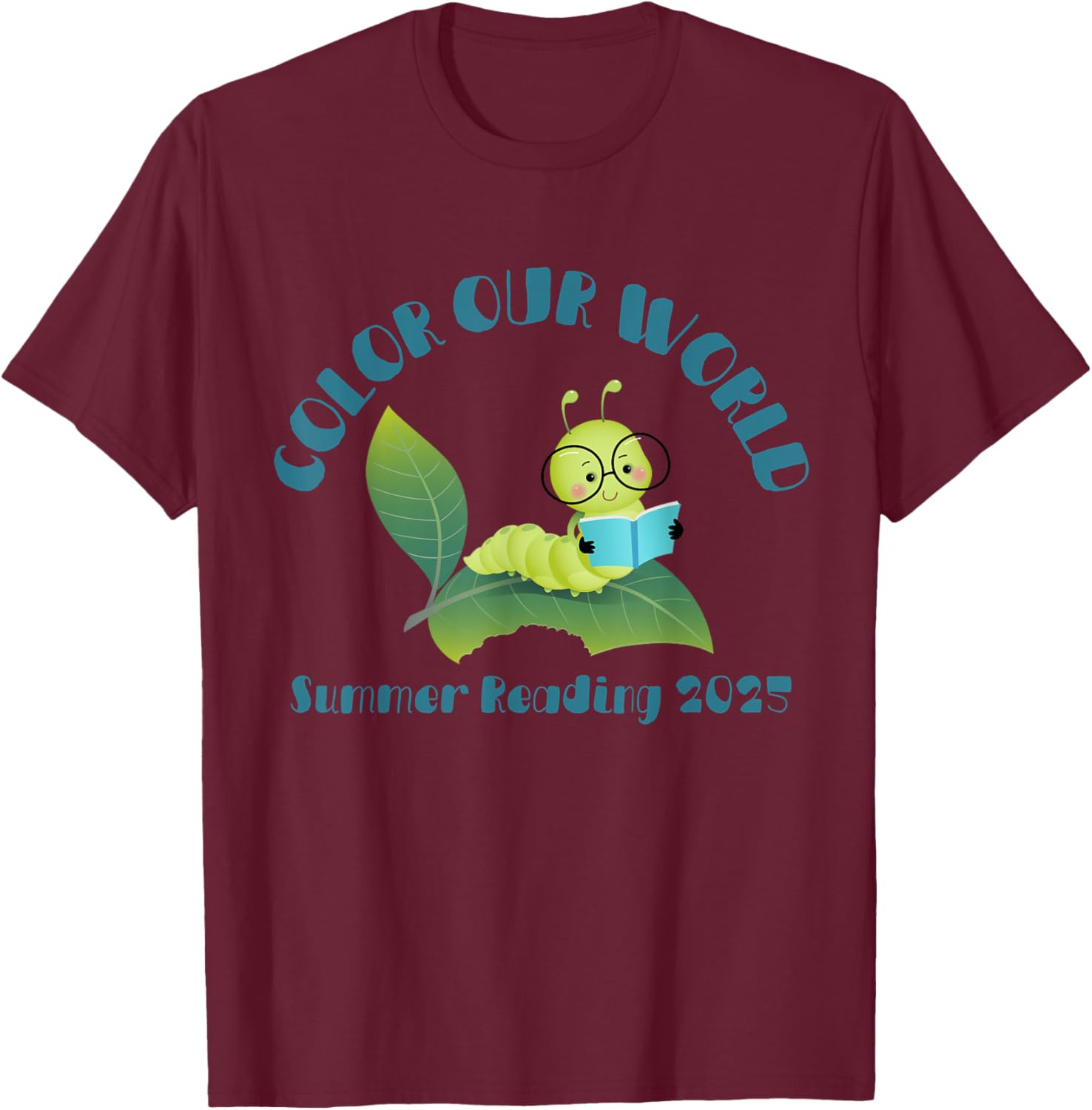 Color Our World Summer 2025 Reading Program Book Worm T-Shirt for Kids - 6