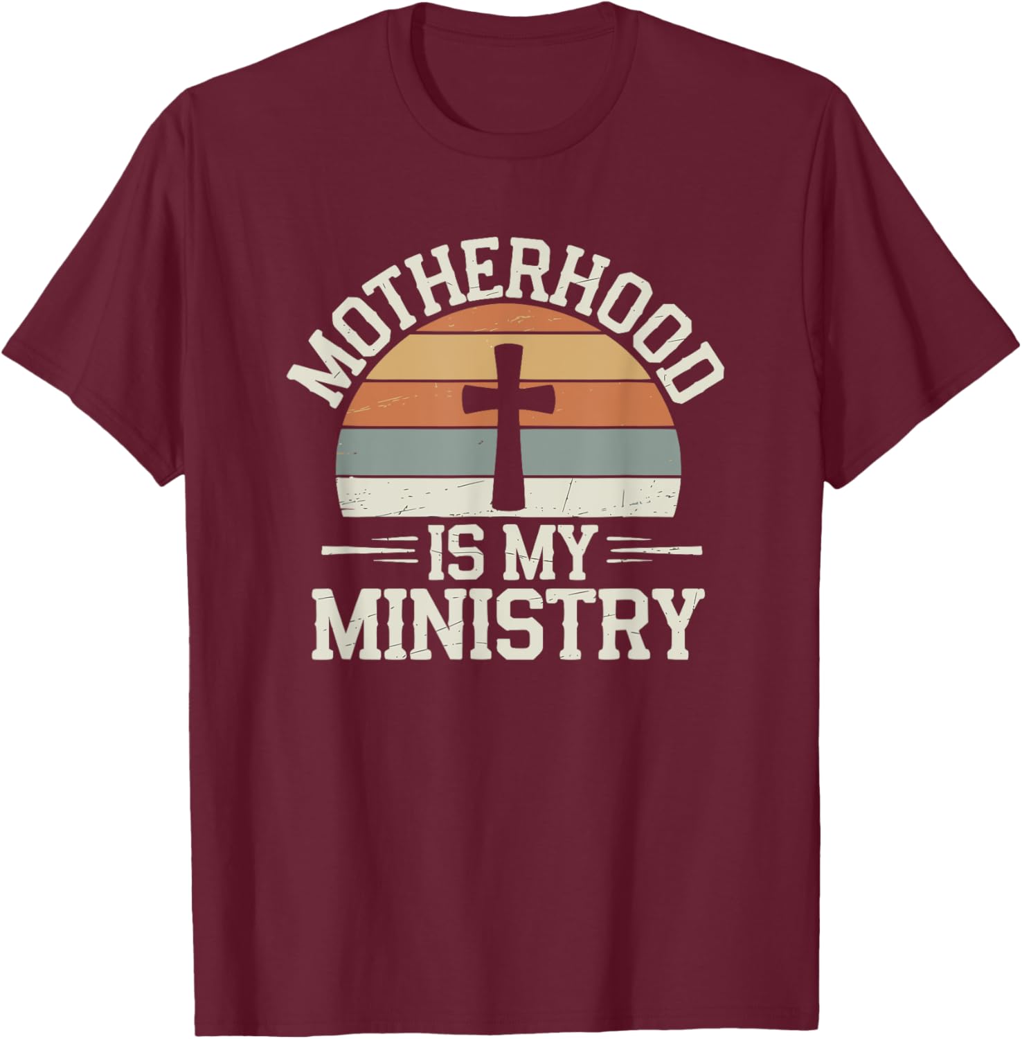 Motherhood Is My Ministry Christian Retro T-Shirt for Devoted Moms - 3