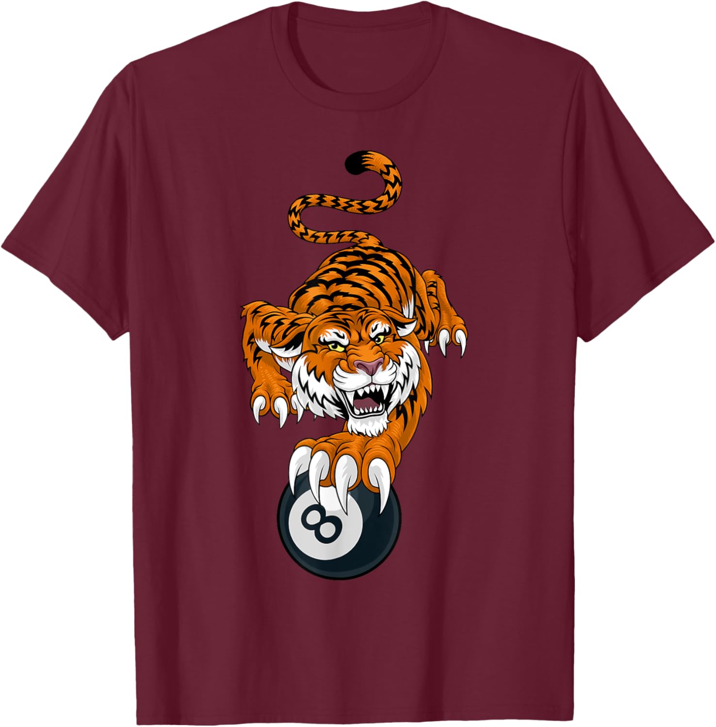 Tiger Angry Pool 8 Ball Billiards Cartoon Character T-Shirt for Fun Style - 12