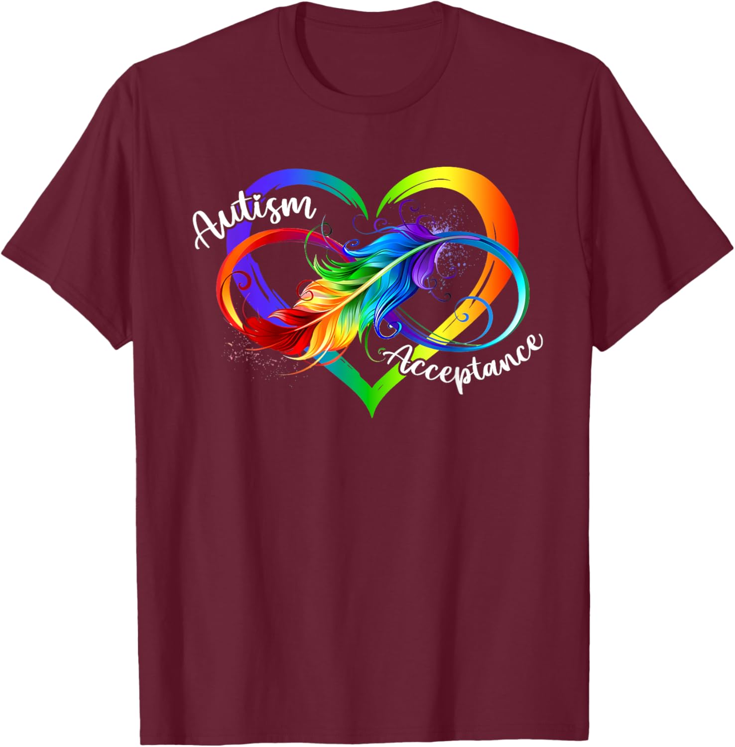 Autism Red Infinity Symbol T-Shirt for Women's Acceptance Fashion - 10