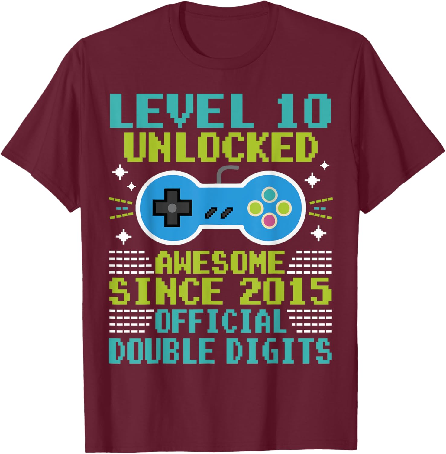 Cool 10th Birthday Boys T-Shirt Level 10 Unlocked Awesome Since 2015 - 3
