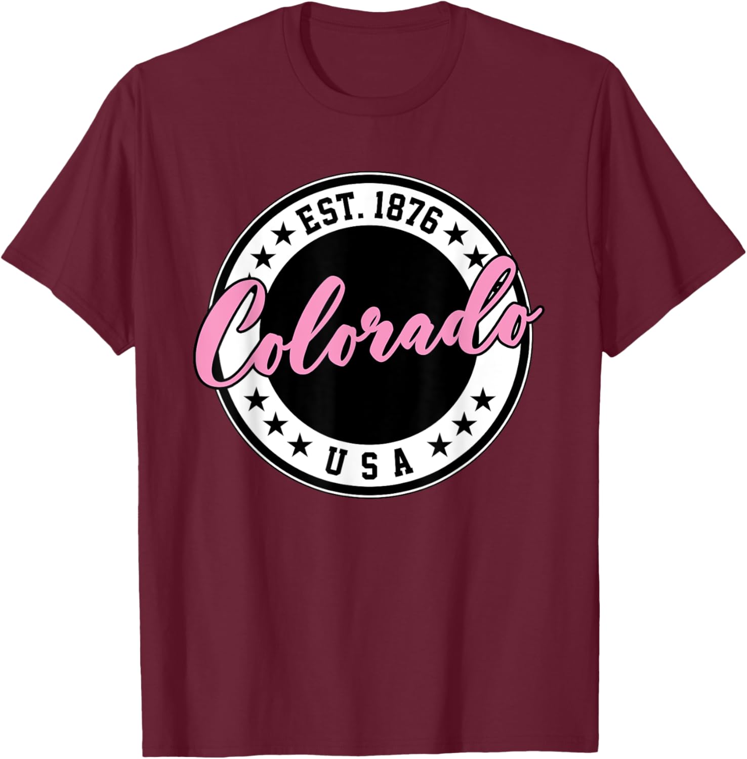 Colorado USA Script Circle Pink Text T-Shirt for Stylish Comfort - 25