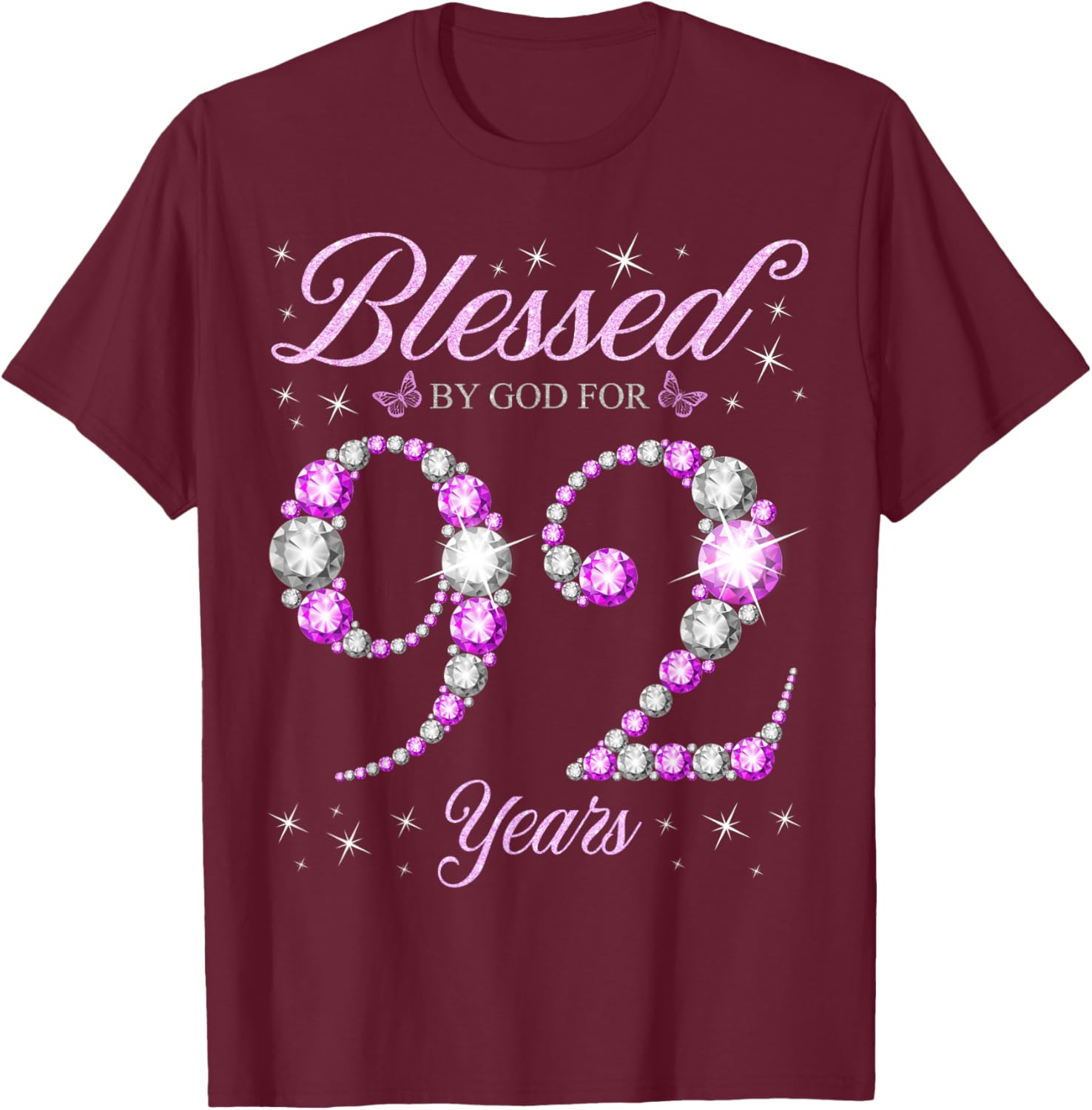 Blessed By God 92 Years Old Birthday Party T-Shirt for 92nd Celebration - 1