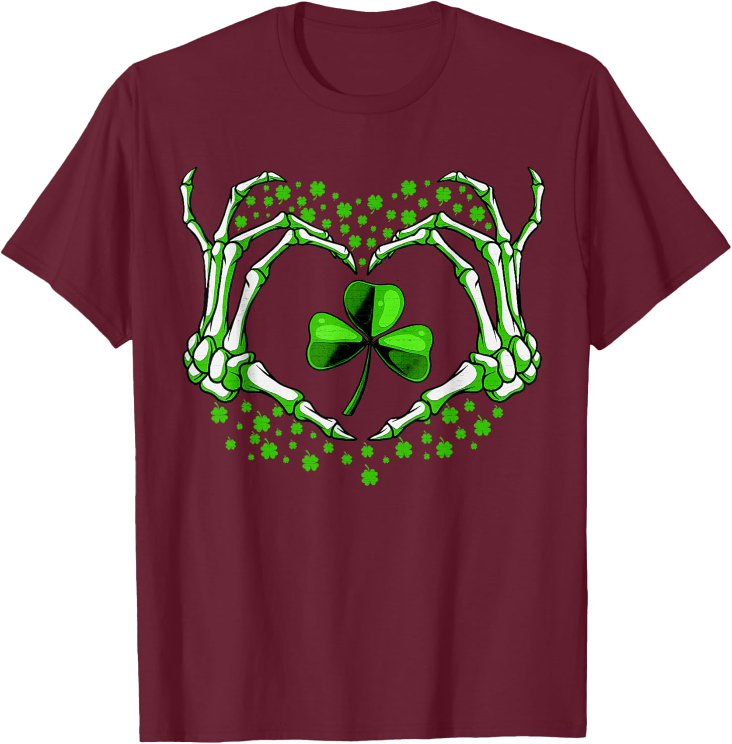 Skeleton Hand Heart Shamrock St Patricks Day T-Shirt for Festive Fun - 27