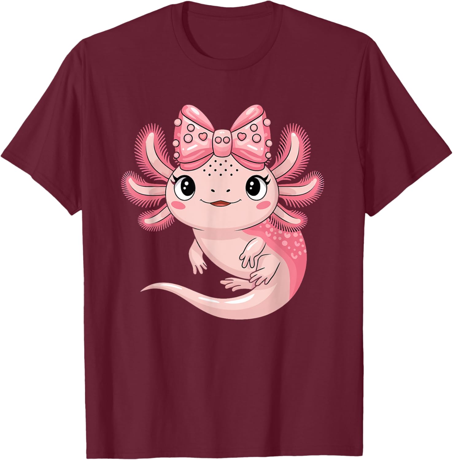 Cute Axolotl Girls Coquette Bow T-Shirt for Axolotl Lovers - 15
