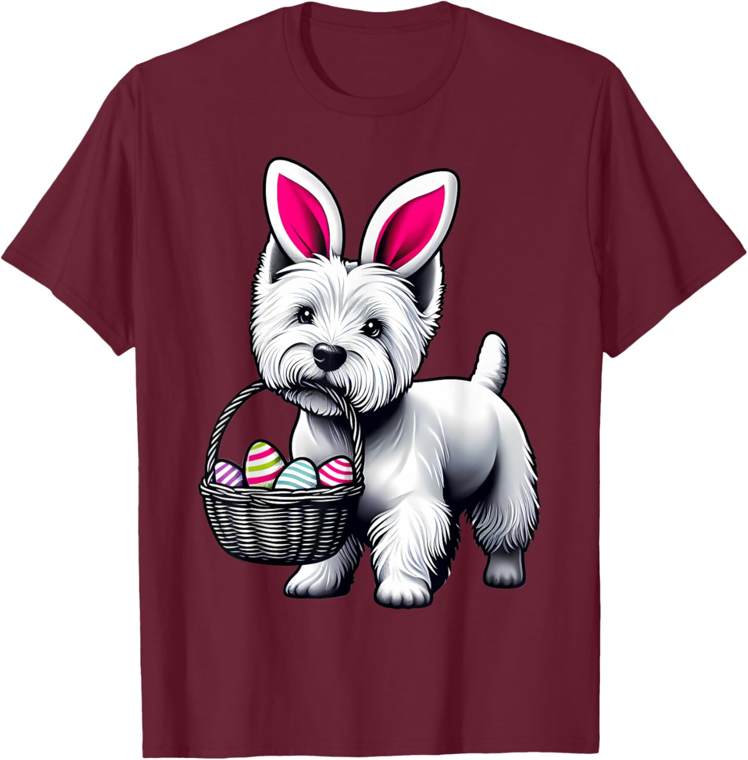 Adorable Bunny Ear West Highland Terrier Easter Eggs T-Shirt for Dogs - 7