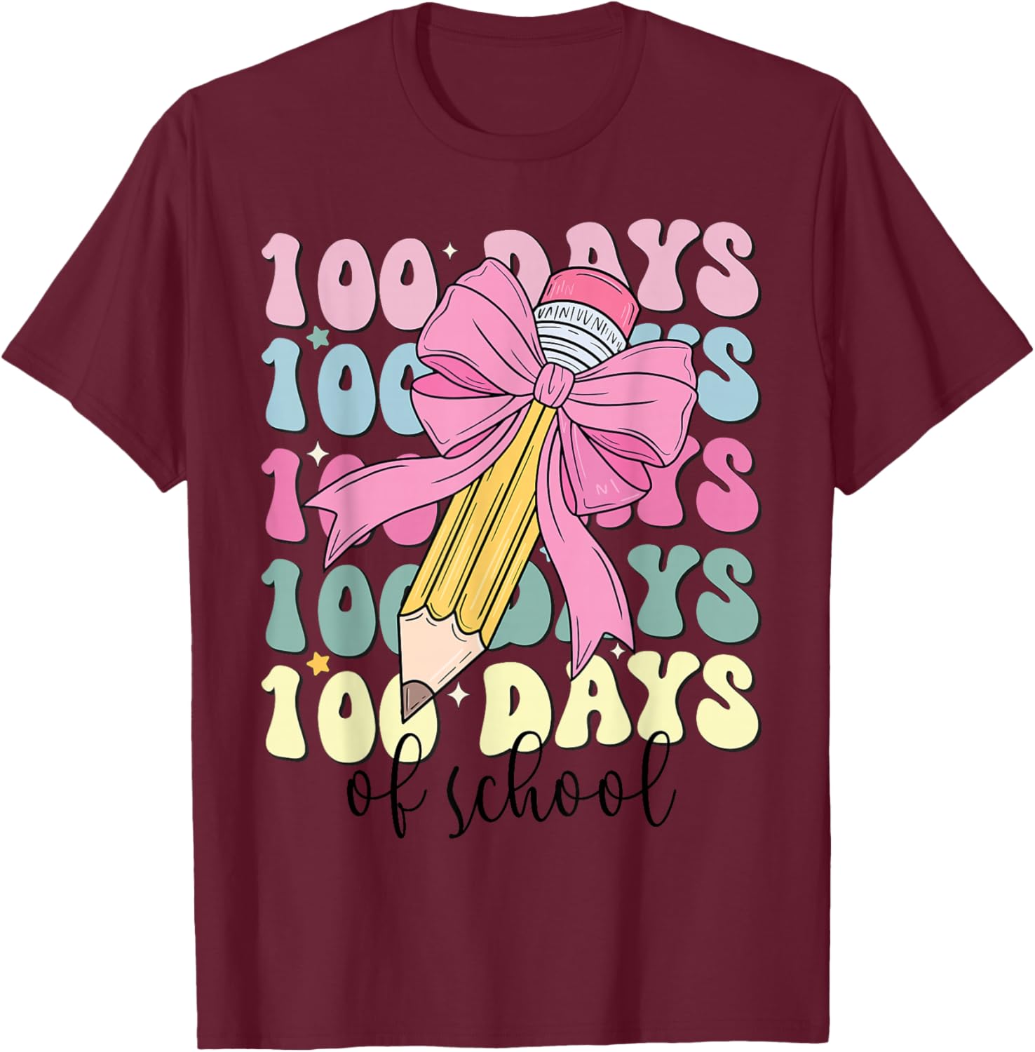 Adorable 100 Days of School Girls Coquette Bow T-Shirt for Kids - 8
