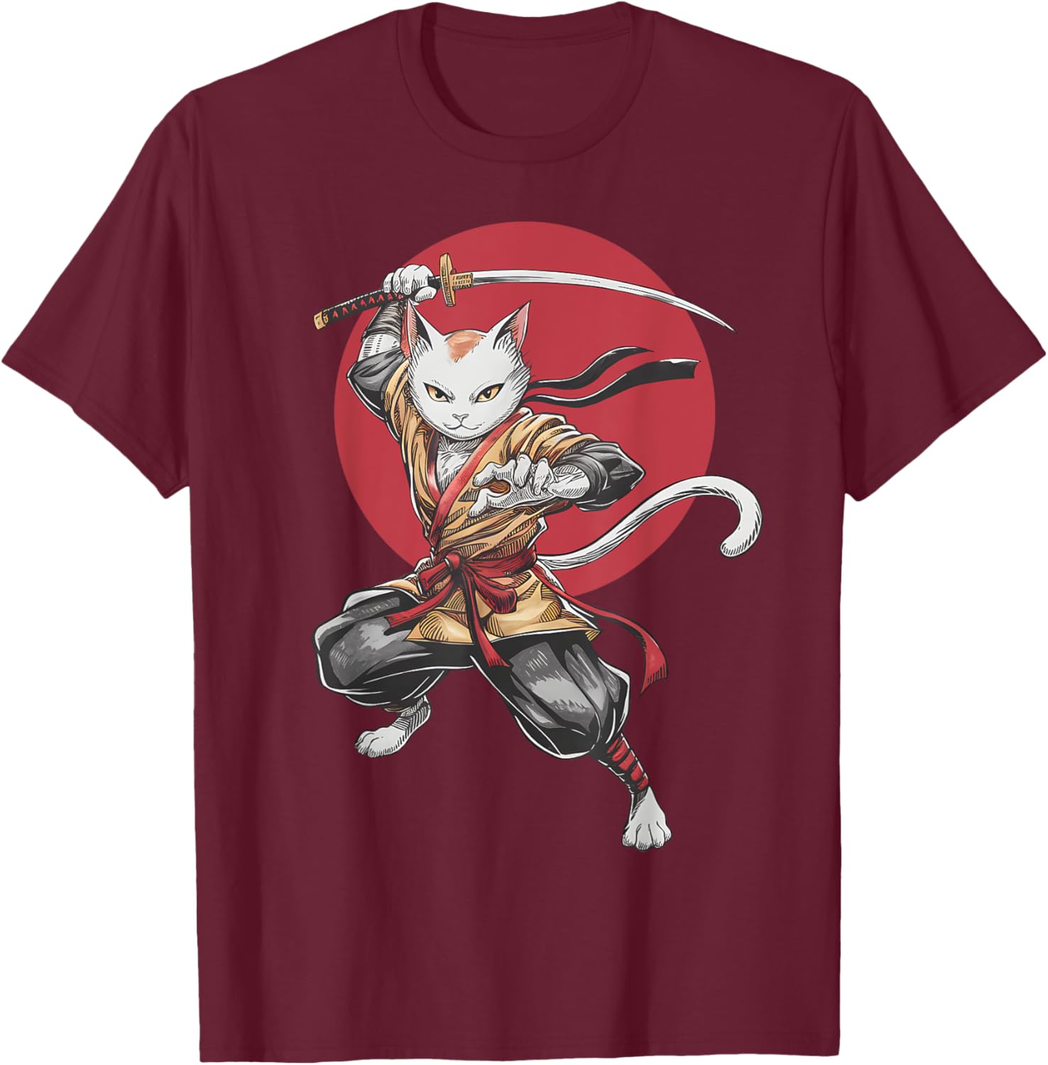 Samurai Cat Vintage Japanese Art Anime T-Shirt for Cat Lovers - 20