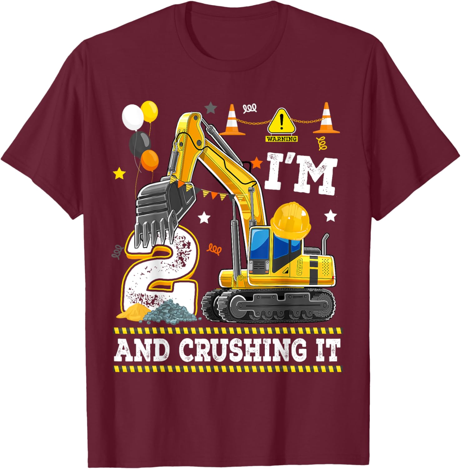 Adorable 2nd Birthday Excavator Digger Builder T-Shirt for Kids - 24