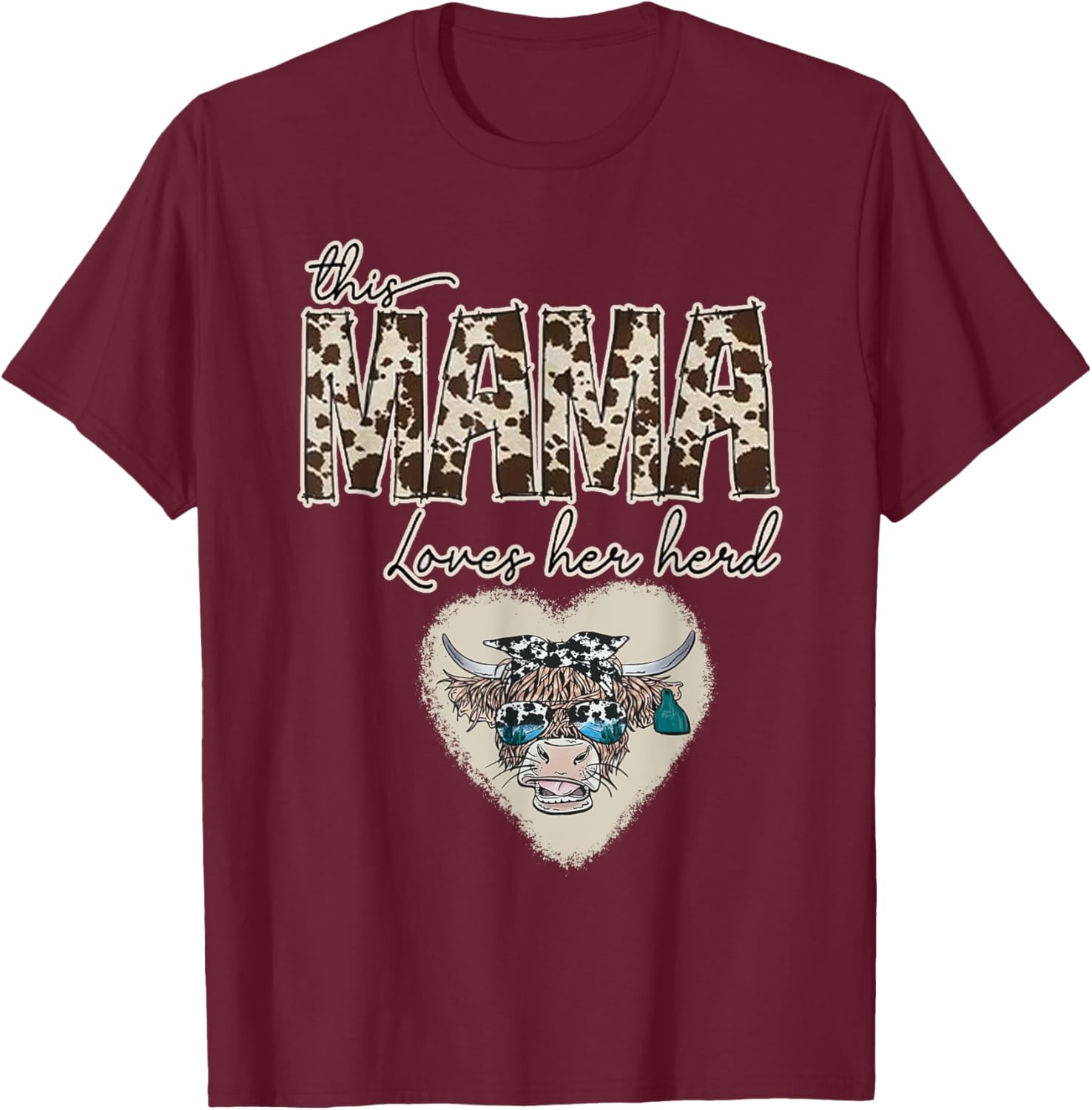 Cute Cow Print Mama Shirt for Farmers, Love Your Herd T-Shirt - 5