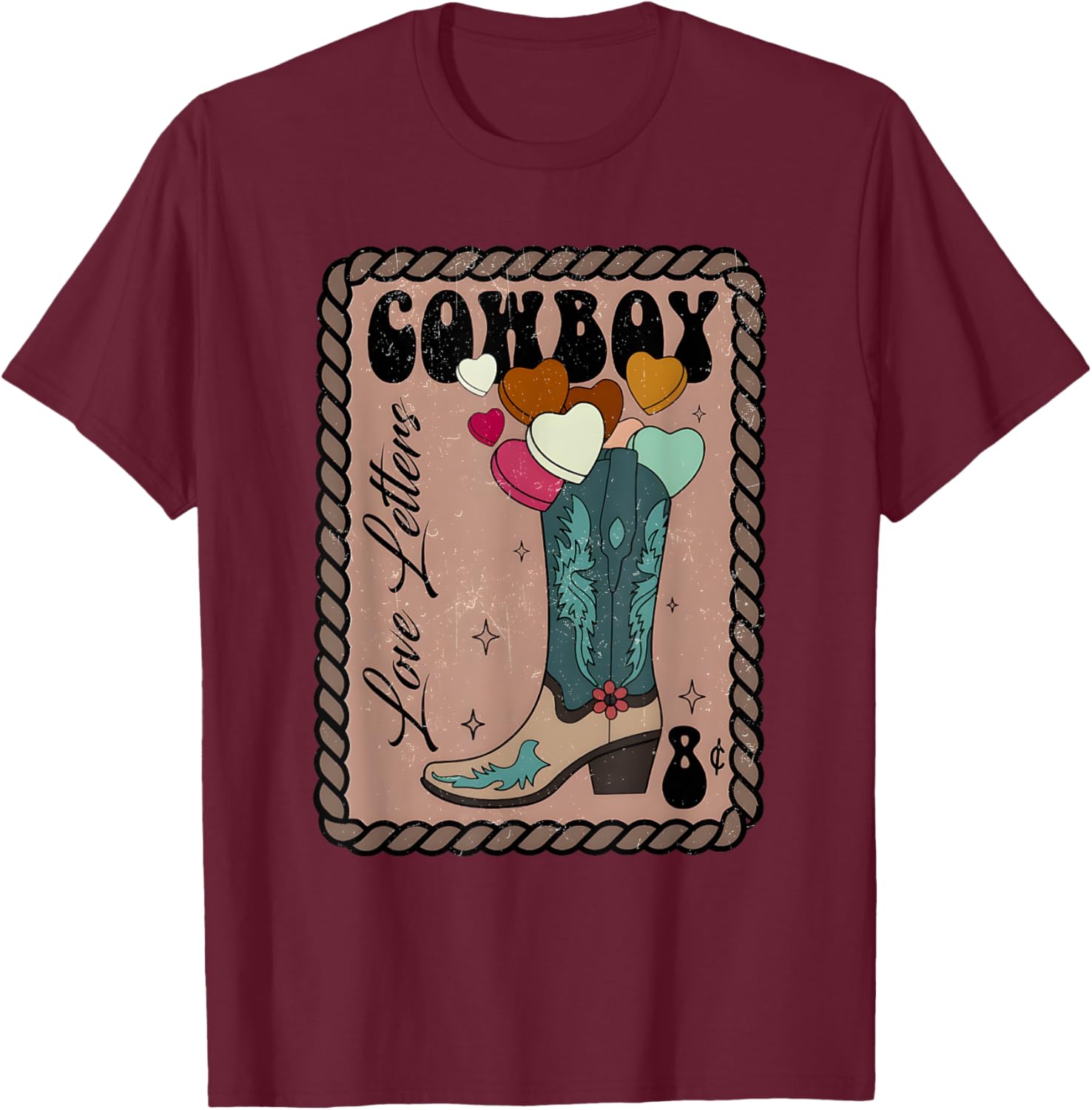 Cute Cowboy Love Letter Retro Valentine T-Shirt for Western Lovers - 18
