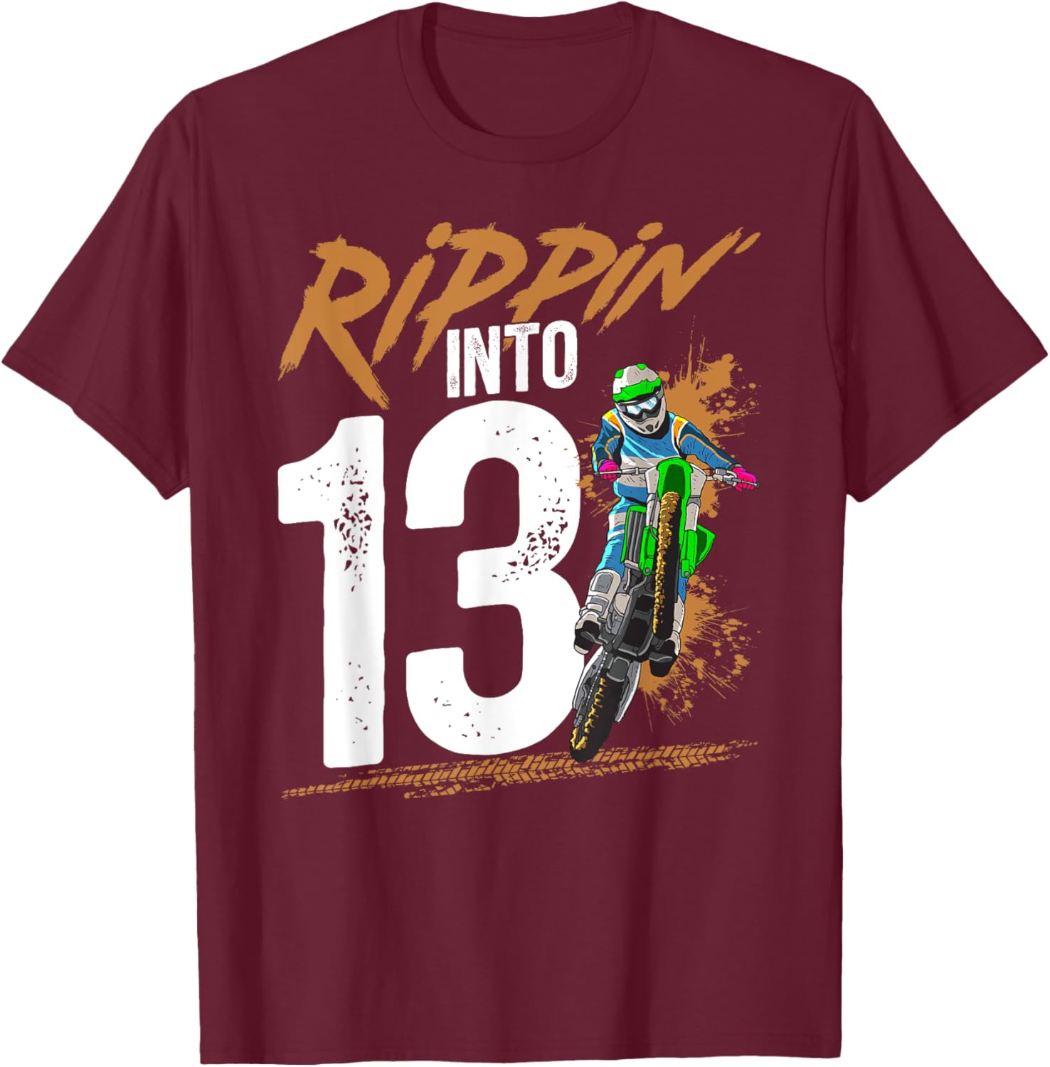 Cool 13th Dirt Bike Birthday Party T-Shirt for Young Bikers - 3