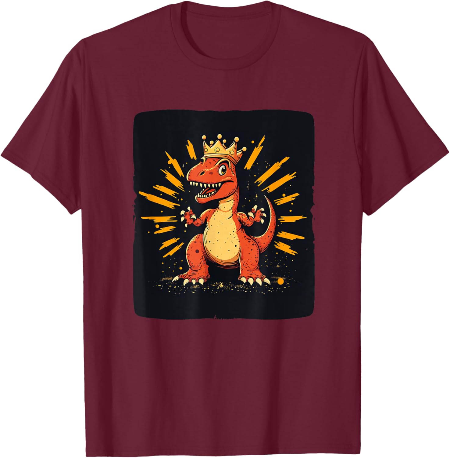Cool Red Dinosaur Costume T-Shirt with Crown for King Lovers - 5
