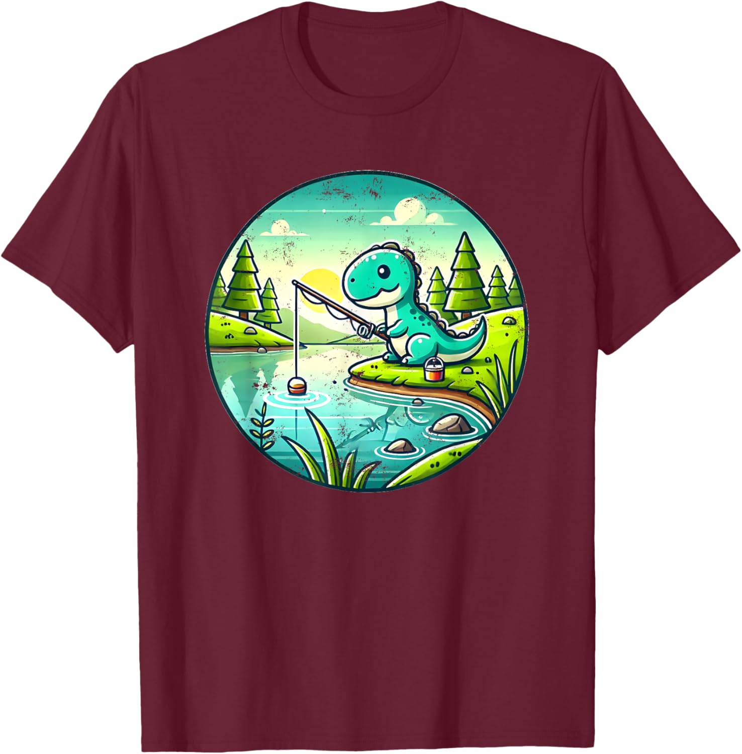 Cute Dinosaur Fishing T-Shirt for Kids and Adults - Fun and Comfy Wear - 11