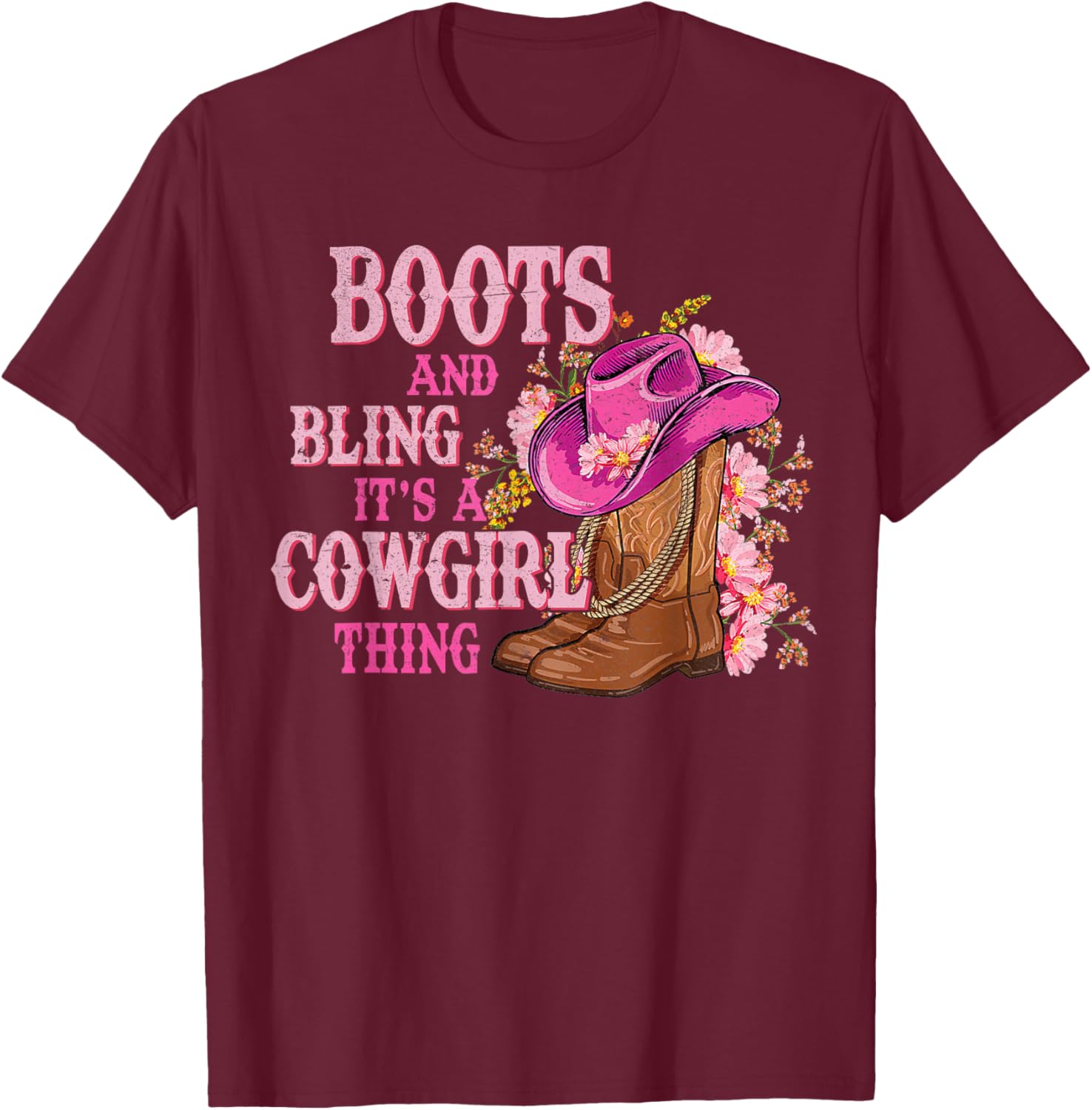 Cowgirl Style Boots and Bling Rodeo Love T-Shirt for Country Girls - 6