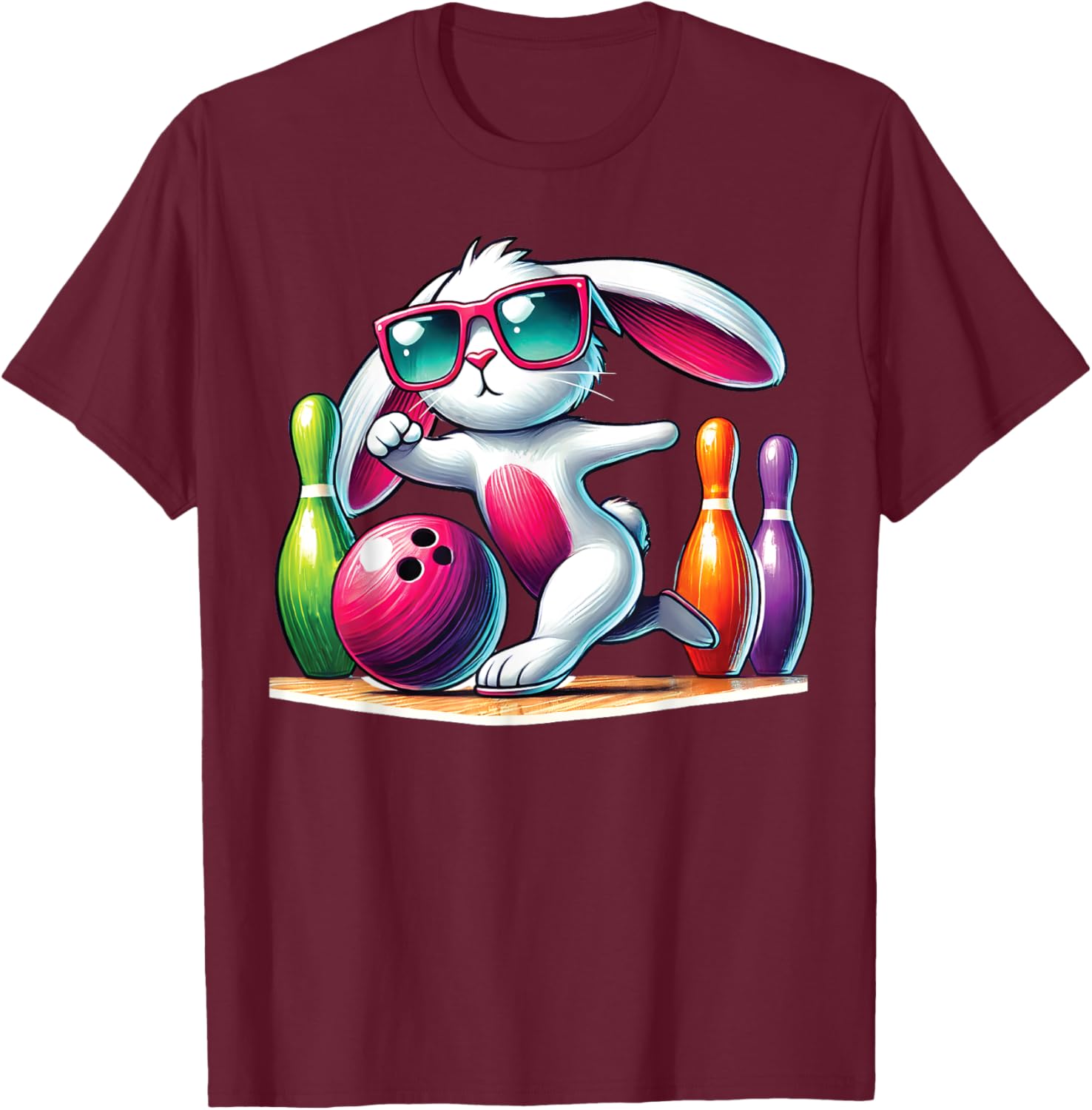 Bunny Ear Easter Bowling T-Shirt for Fun Egg Hunt Celebrations - 20