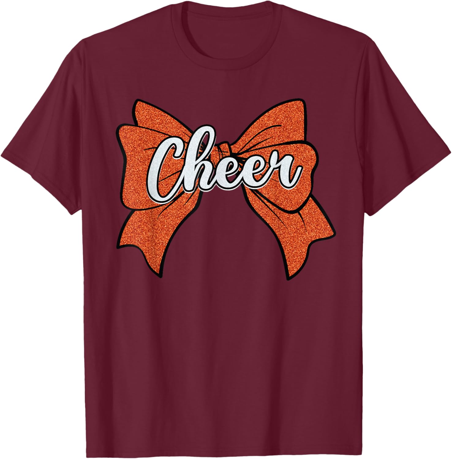Coquette Orange Cheer Bow Sport T-Shirt for Cheerleaders and Fans - 18