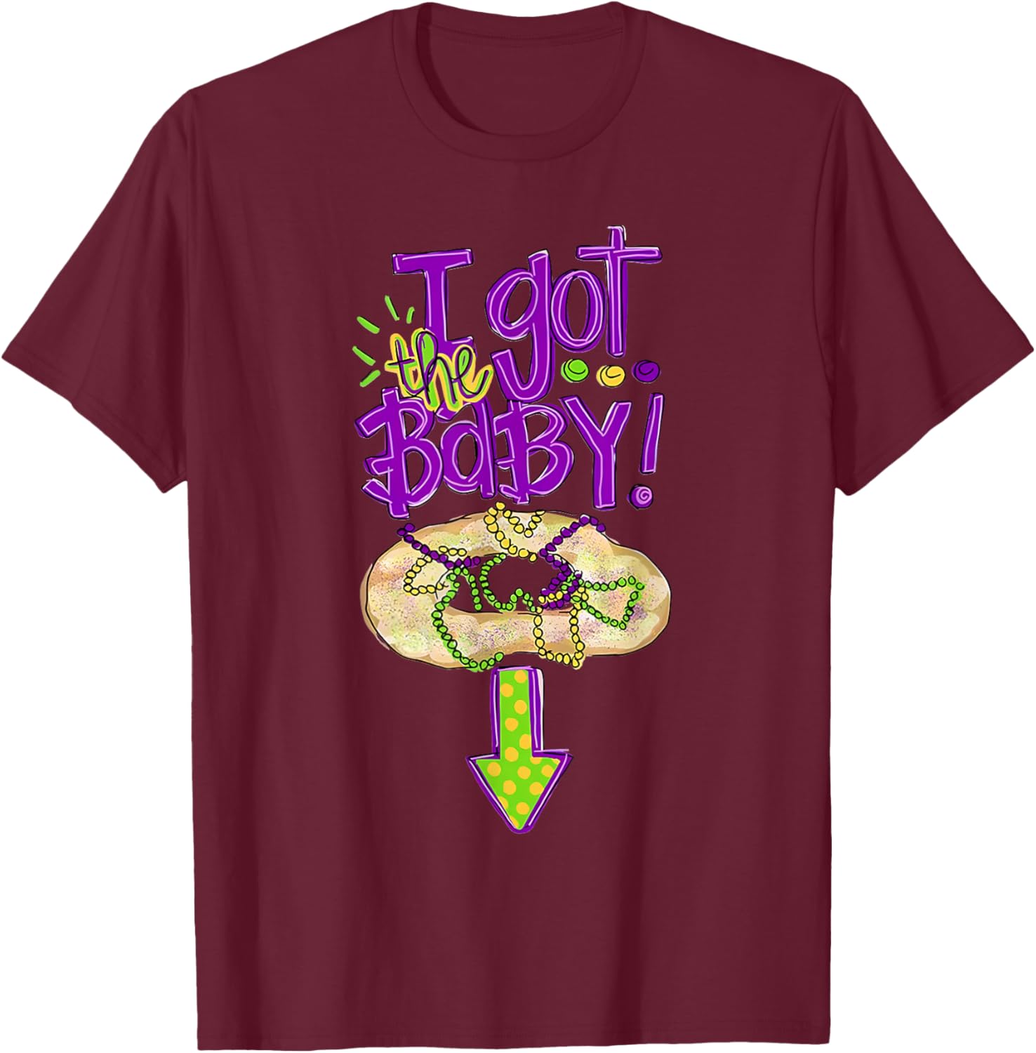 Baby Mardi Gras King Cake Reveal T-Shirt for New Orleans Celebrations - 18