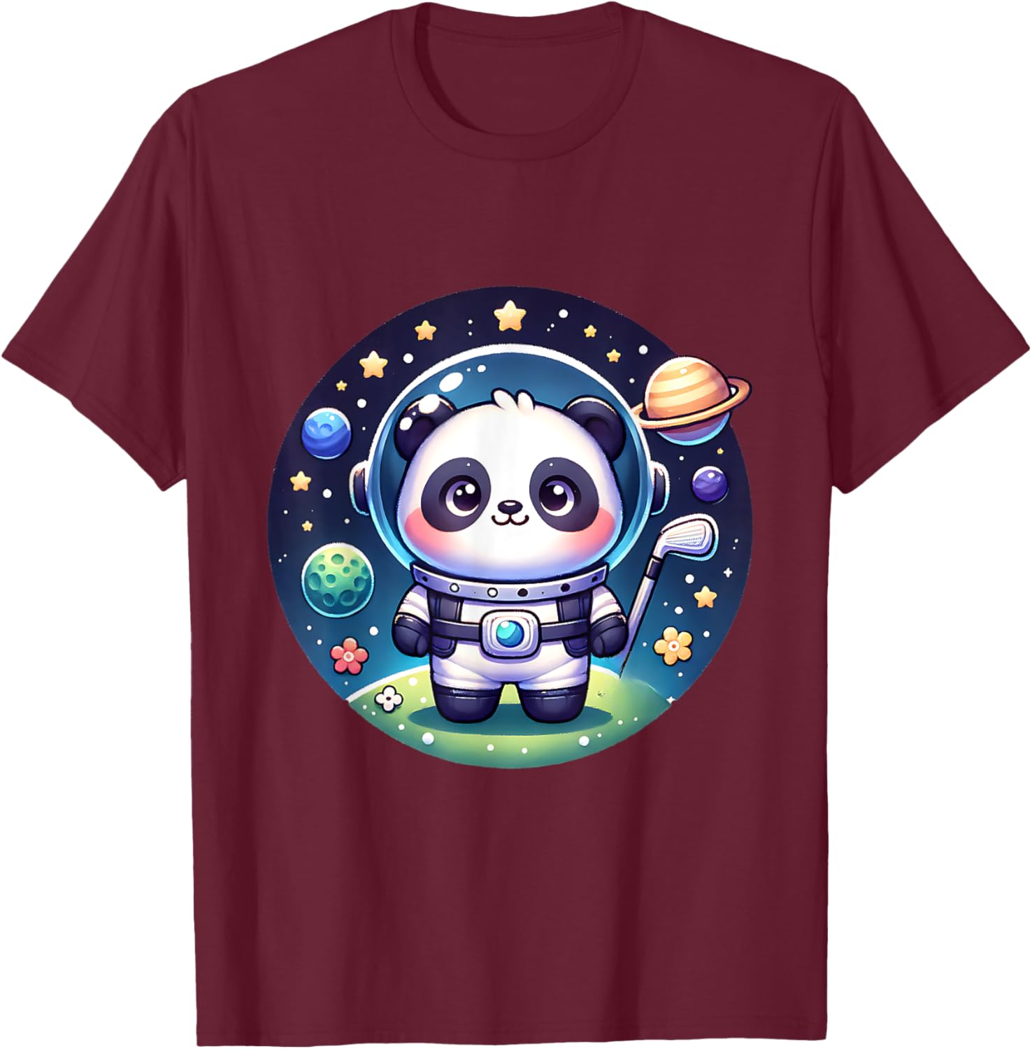 Cosmic Golfer Panda Bear Astronaut T-Shirt for Golf Lovers - 14