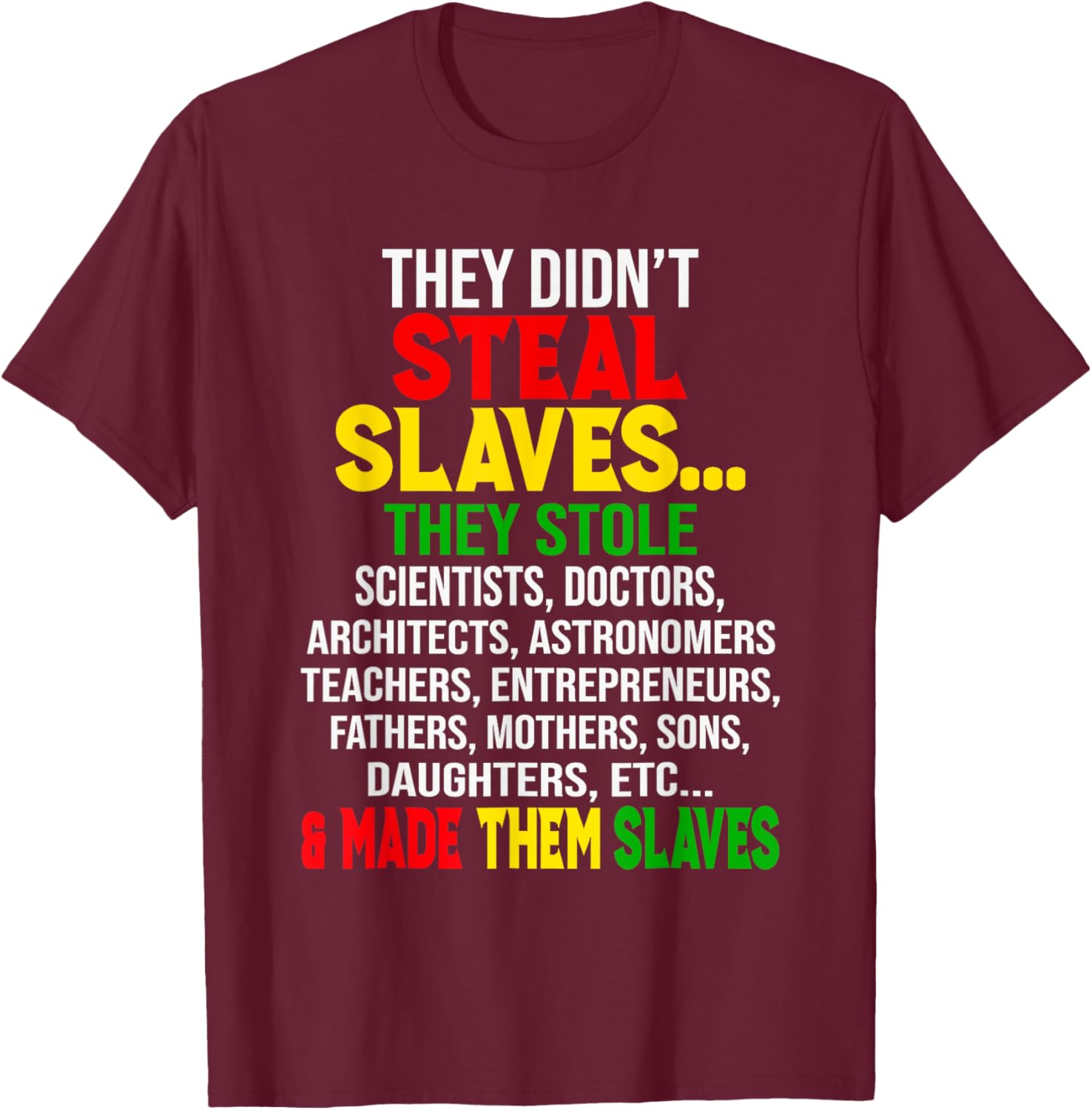 They Didn't Steal Slaves Melanin Black History Month T-Shirt for All - 8