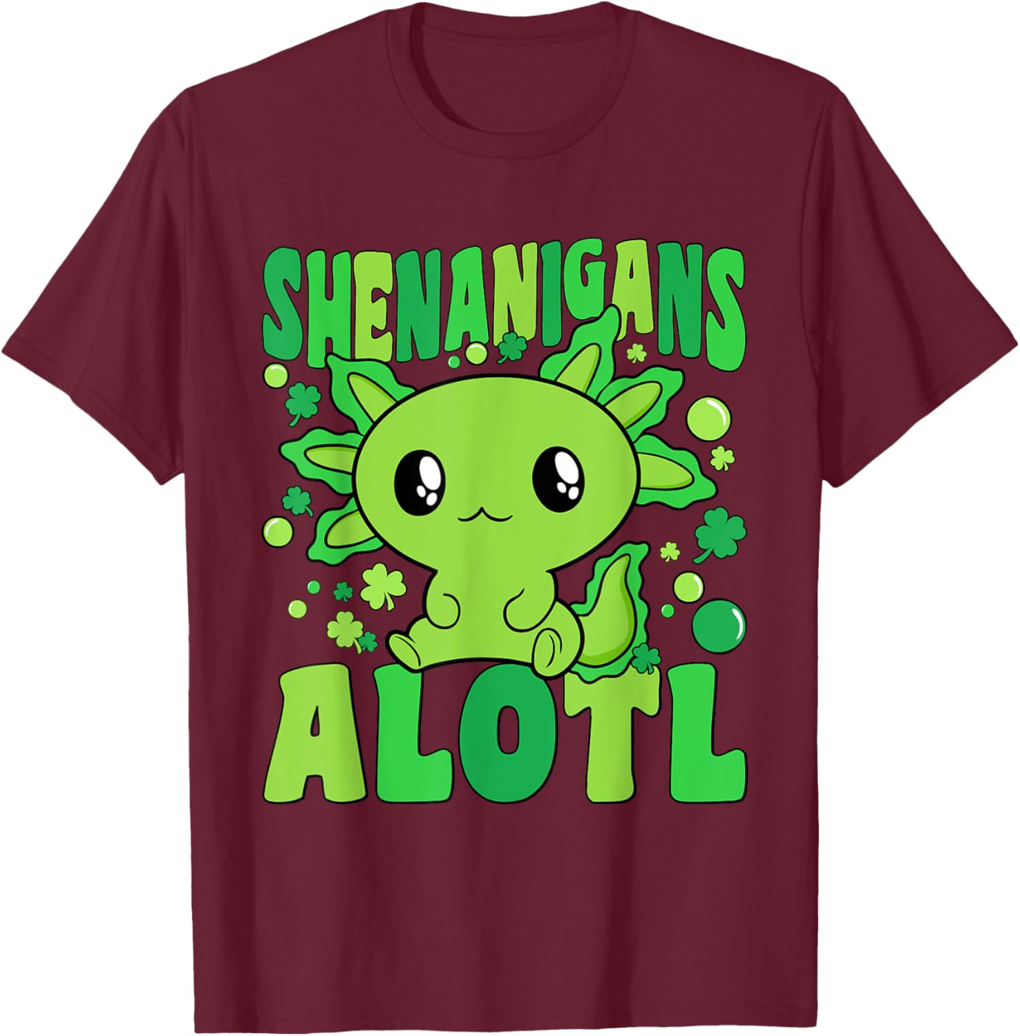 Cute Axolotl St Patricks Day T-Shirt for Kids - Fun Alotl Design - 15