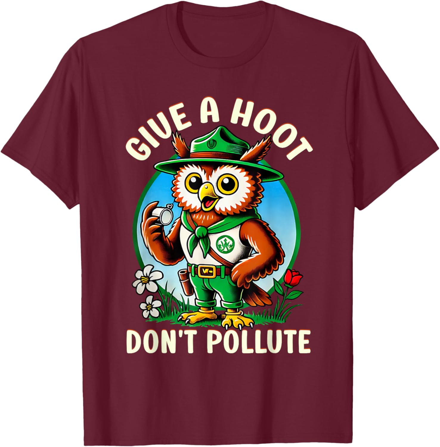 Retro Vintage Owl T-Shirt - Eco-Friendly Give A Hoot Don’t Pollute - 7