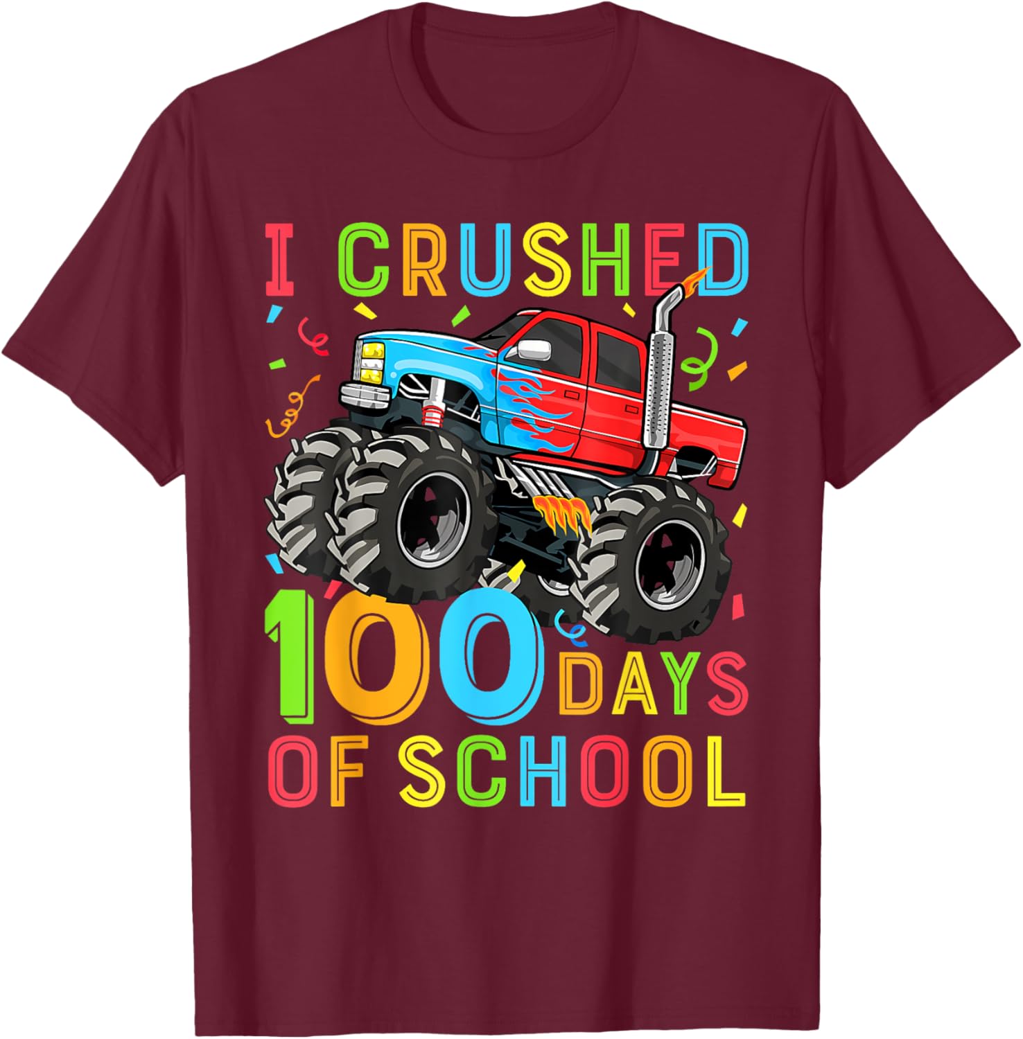100 Days of School Monster Truck Shirt for Boys Fun 100th Day Outfit - 8