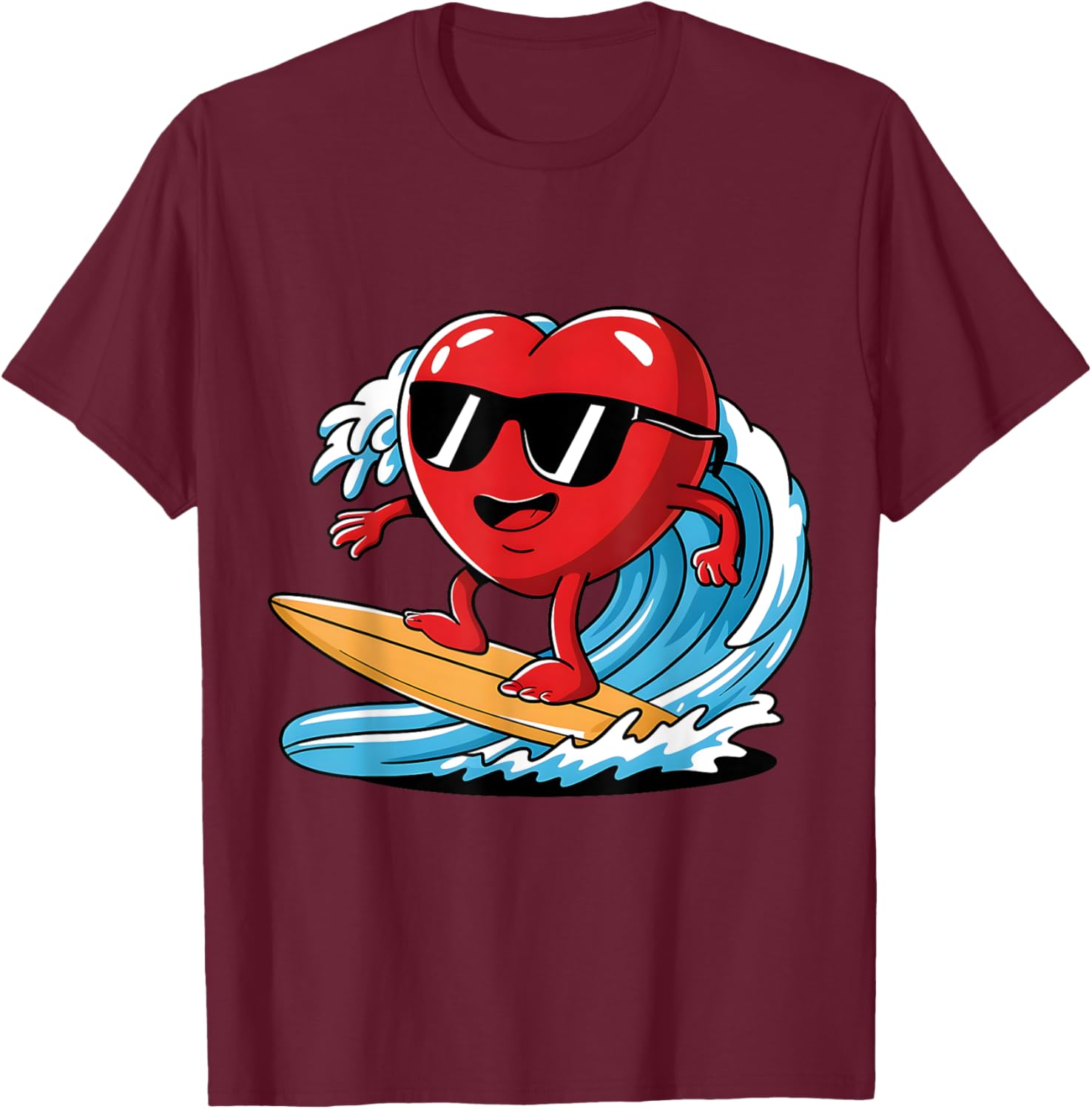 Surfing Heart Funny T-Shirt for Boys and Men - Perfect Valentine's Gift - 27
