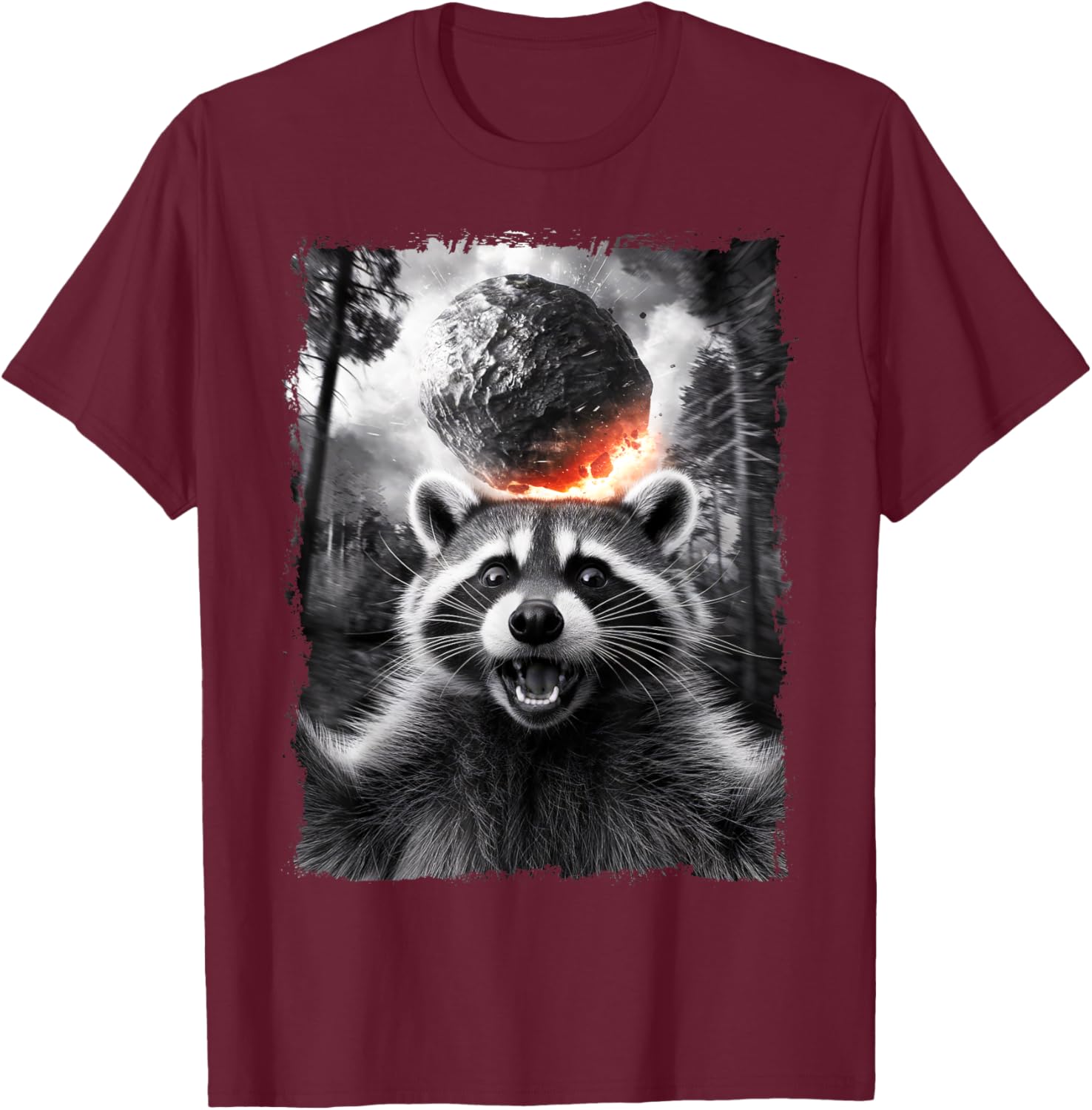 2024 Raccoon Asteroid Impact Selfie Photo T-Shirt for Fun Earth Lovers - 28