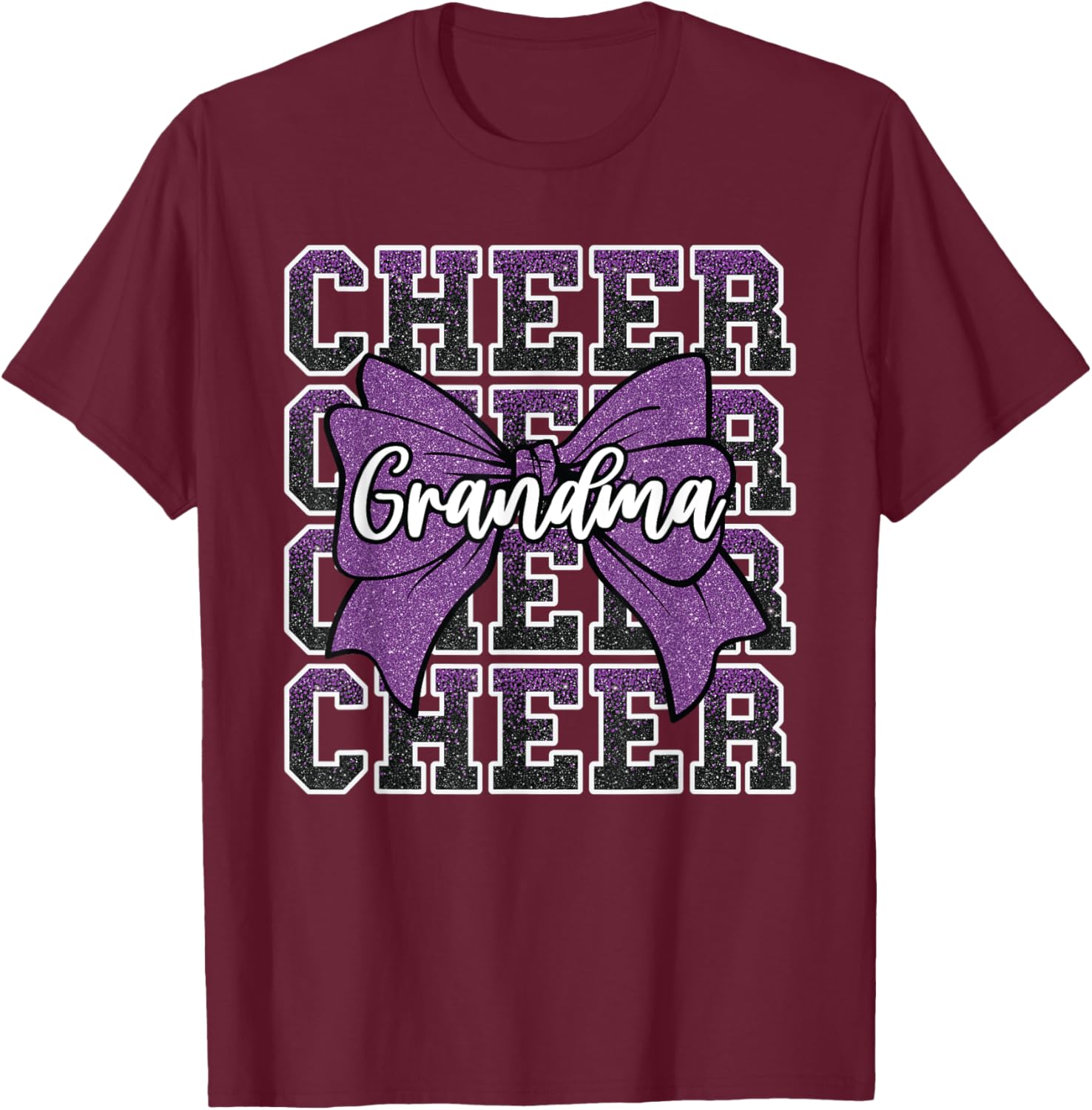 Cheer Grandma Bow Sport Purple T-Shirt for Cheerleaders and Fans - 23