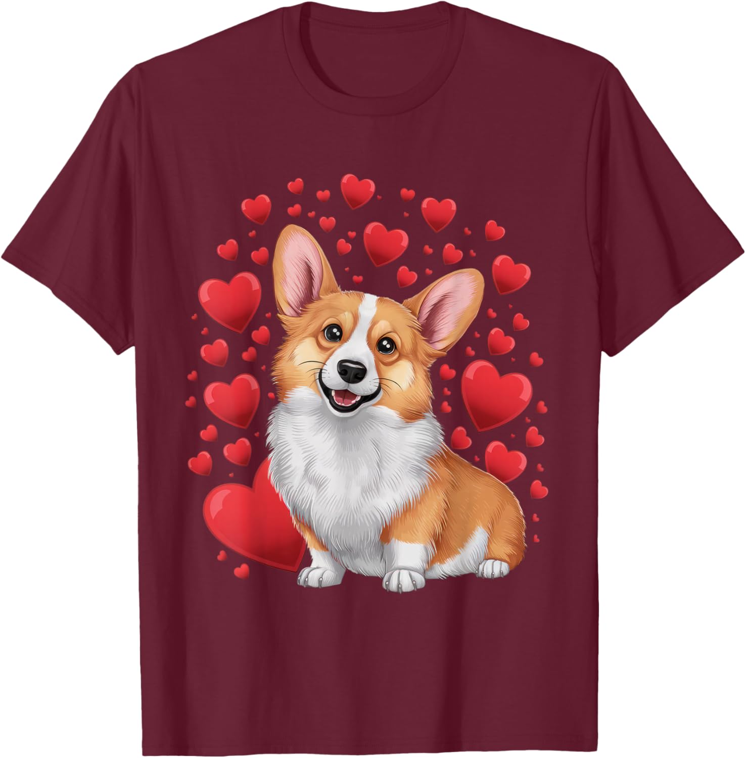 Corgi Dog Valentine's Day T-Shirt for Dog Lovers - Unisex Small Black Tee - 5