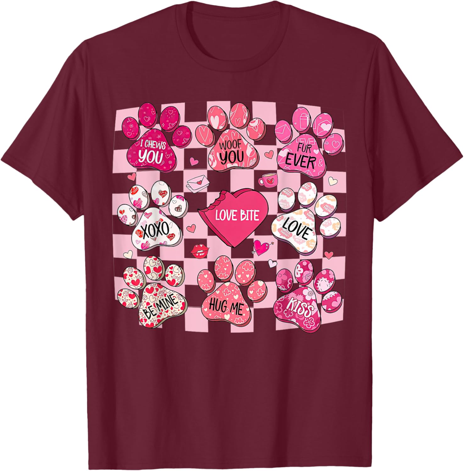 Cute Dog Paw Heart T-Shirt for Valentine's Day - Perfect Gift for Dog Lovers - 17