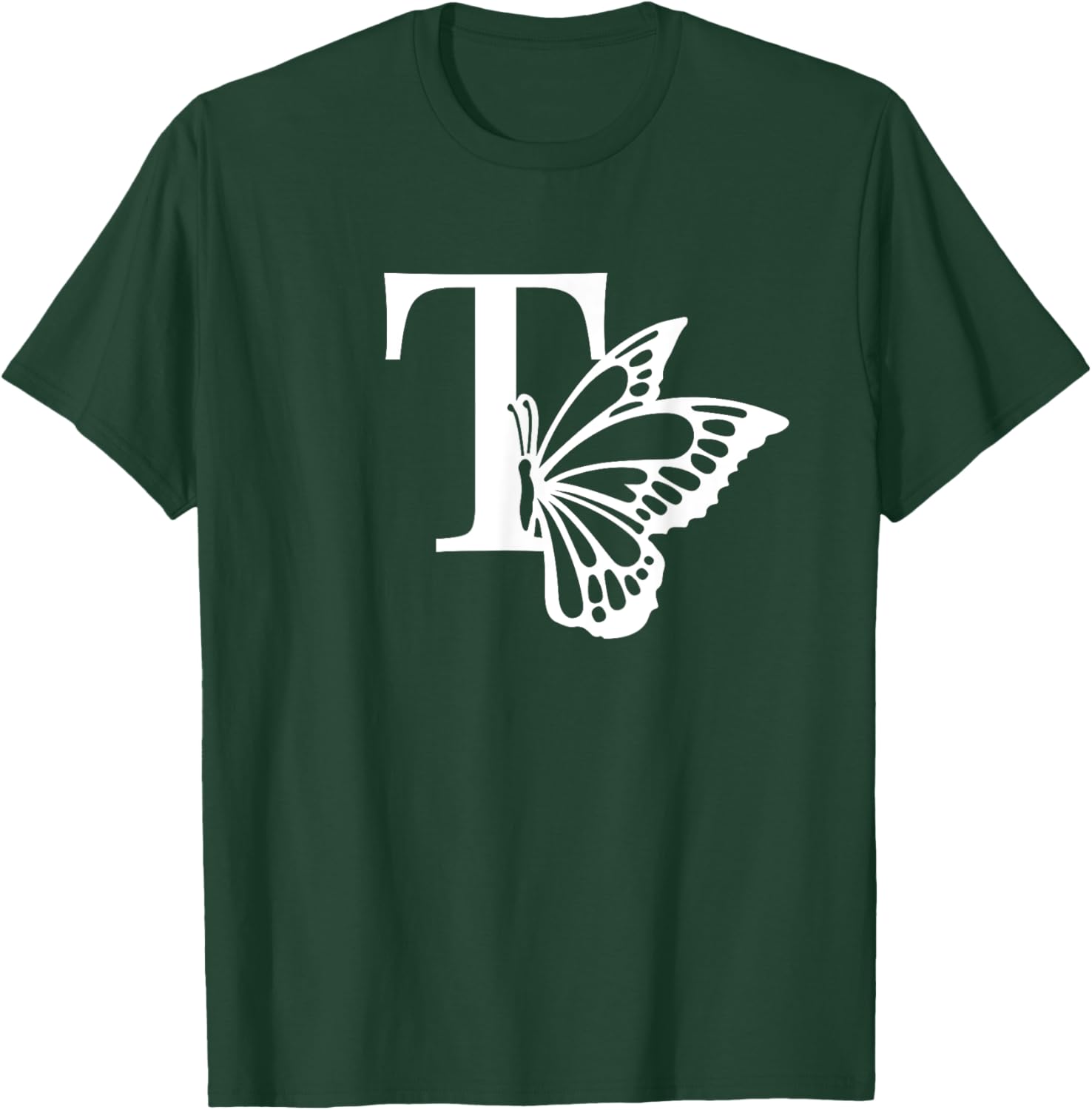 Butterfly Monogram Initial T T-Shirt Stylish Alphabet Tee for Women - 25