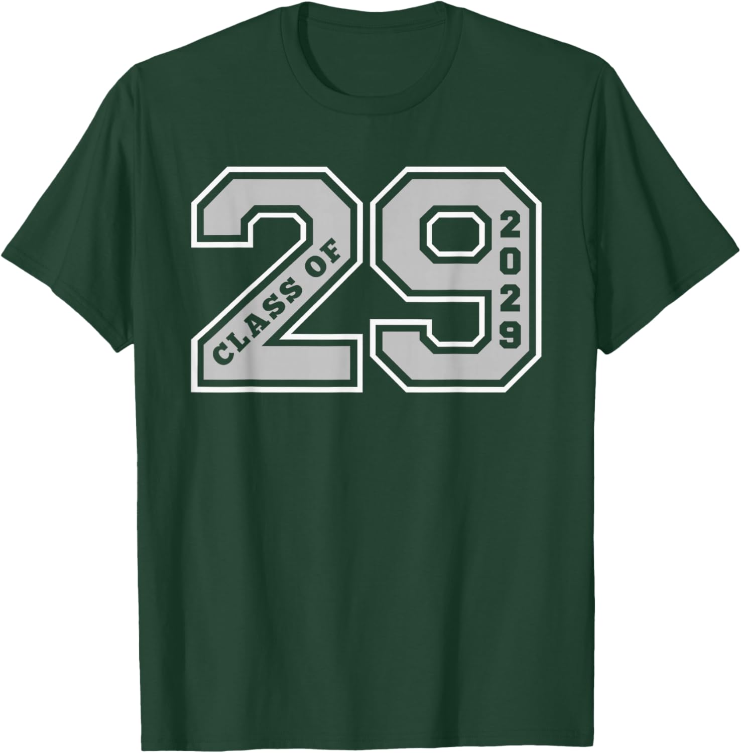 Class of 2029 Grey Letterman Style Grad Gift T-Shirt for Celebrations - 10