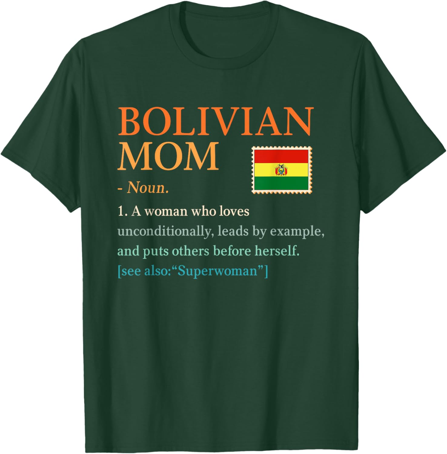 Bolivian Mom Definition T-Shirt with Bolivia Pride Flag for Mother's Day - 16