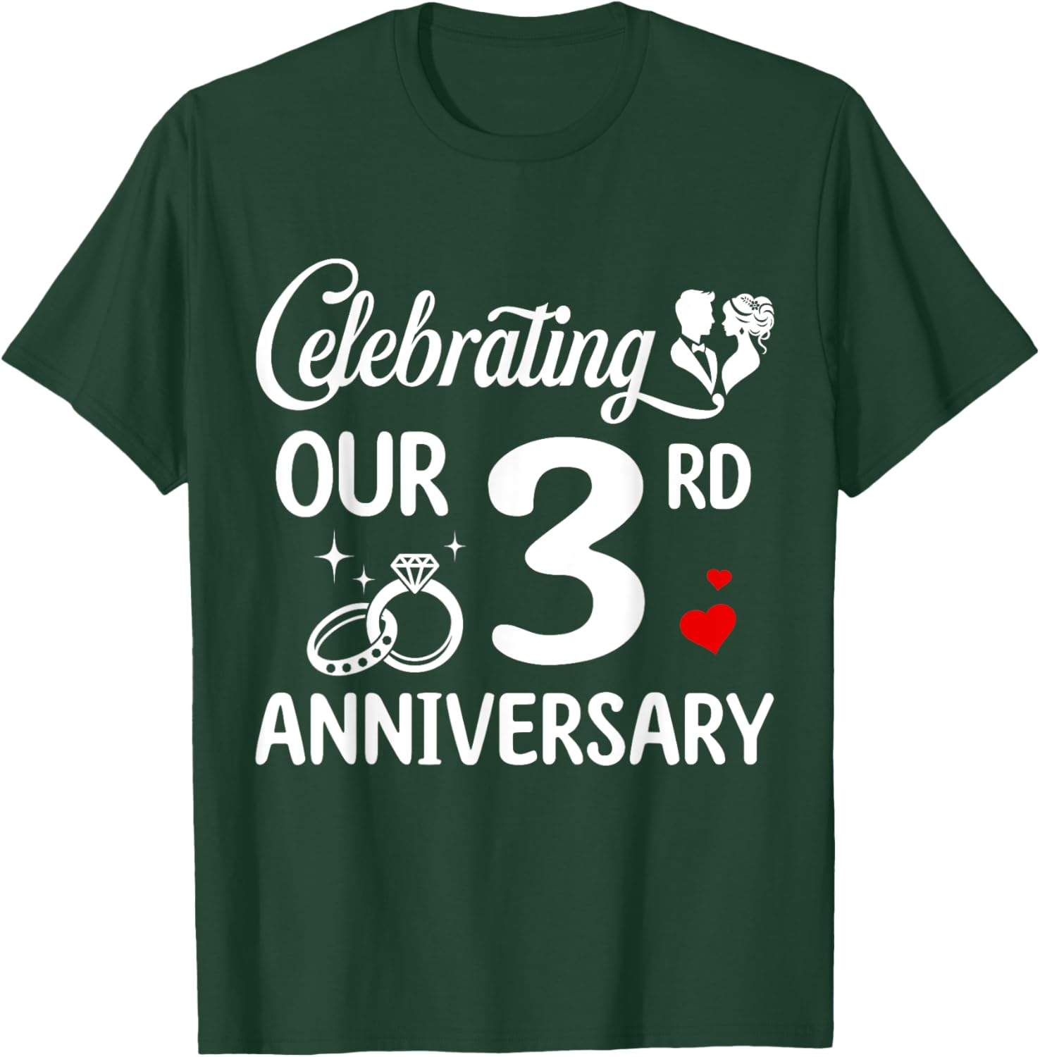 3rd Wedding Anniversary T-Shirt for Couples Celebrating 3 Years of Love - 7