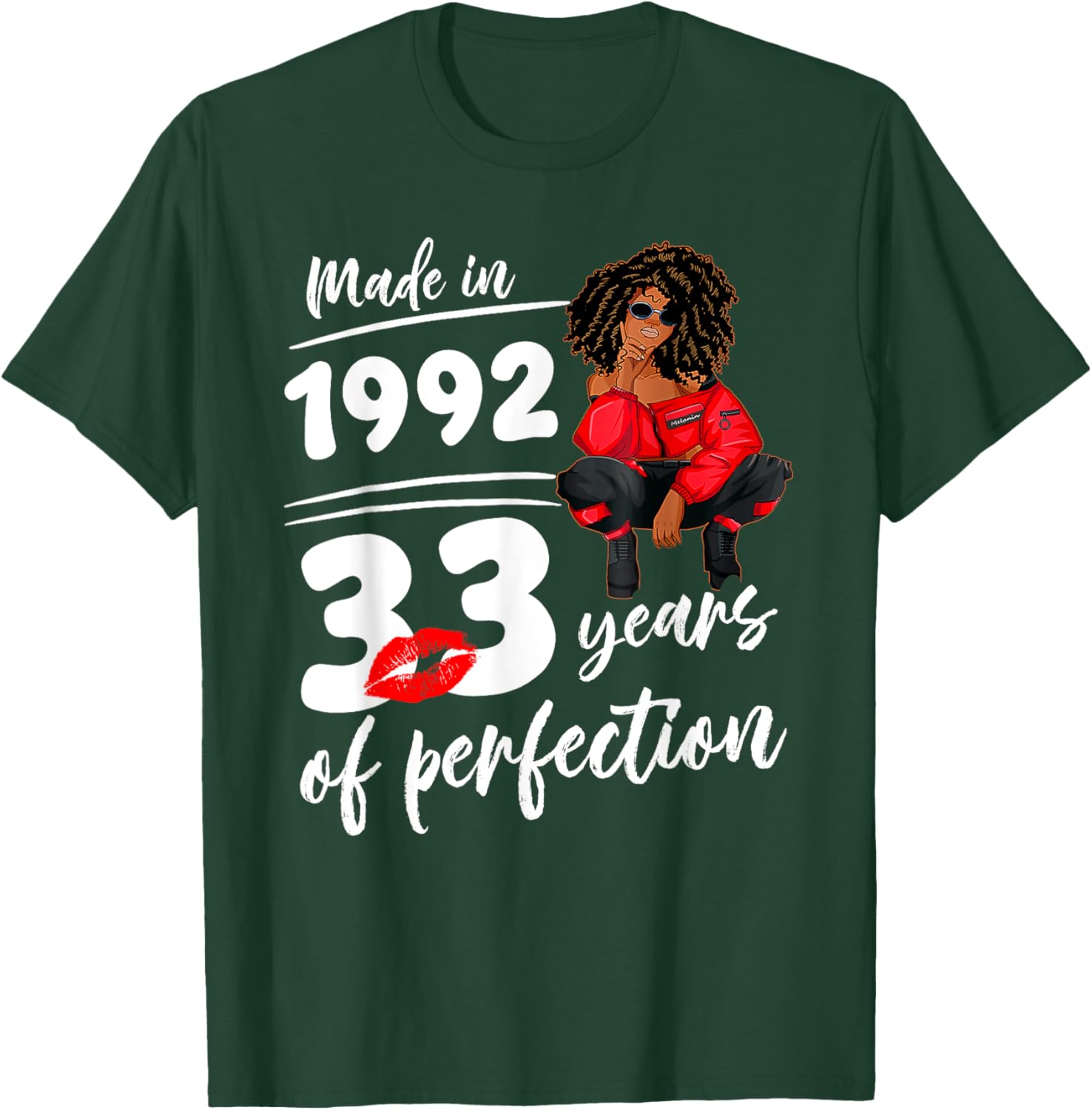 Birthday T-Shirt for Melanin Women - Made in 1992, 33 Years of Perfection - 8